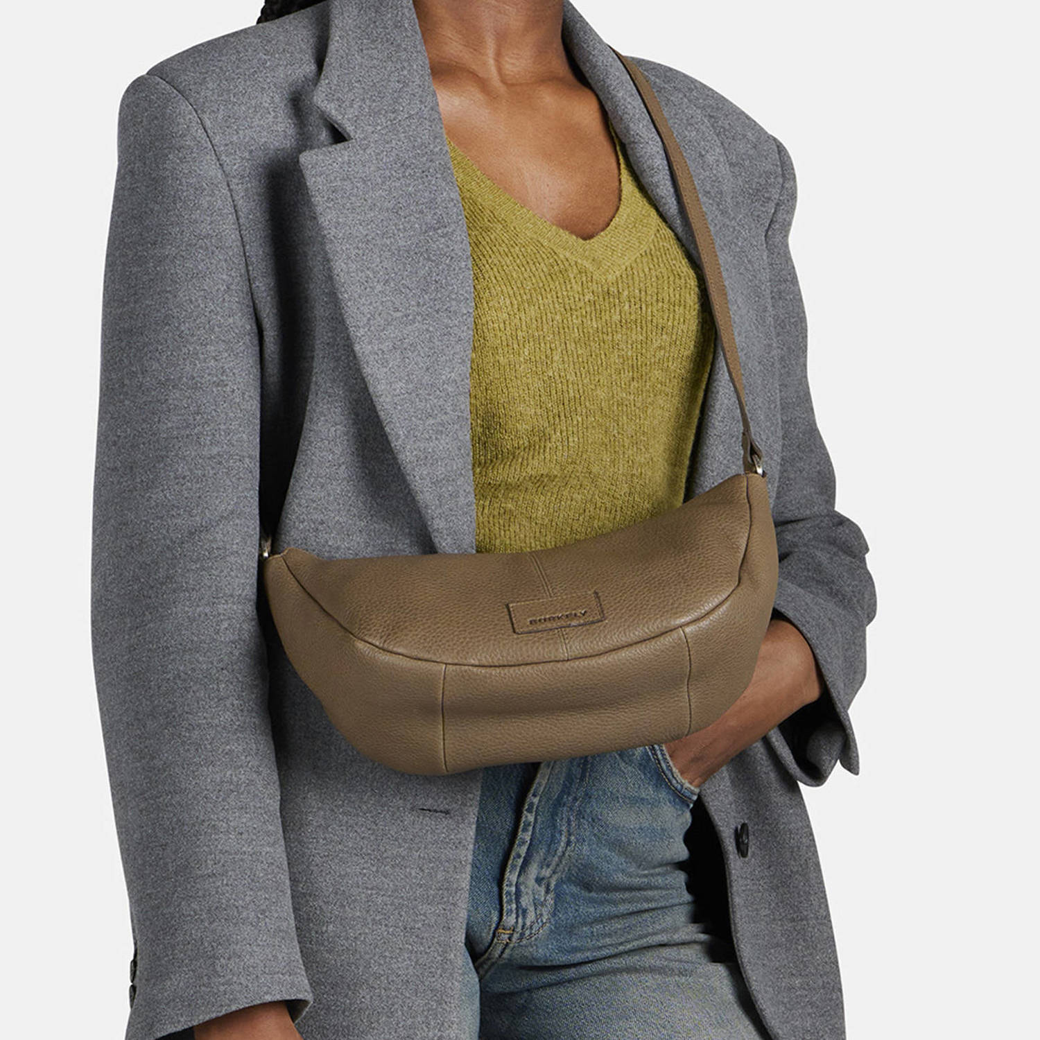BURKELY leren crossbody tas Soft Skylar taupe
