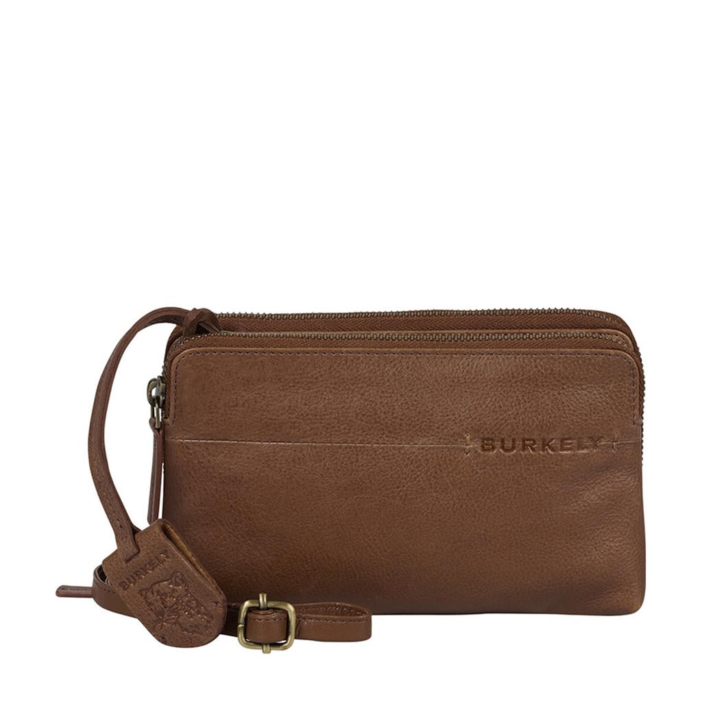 BURKELY leren mini crossbody tas Natural Norah cognac