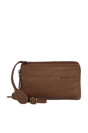 leren mini crossbody tas Natural Norah cognac