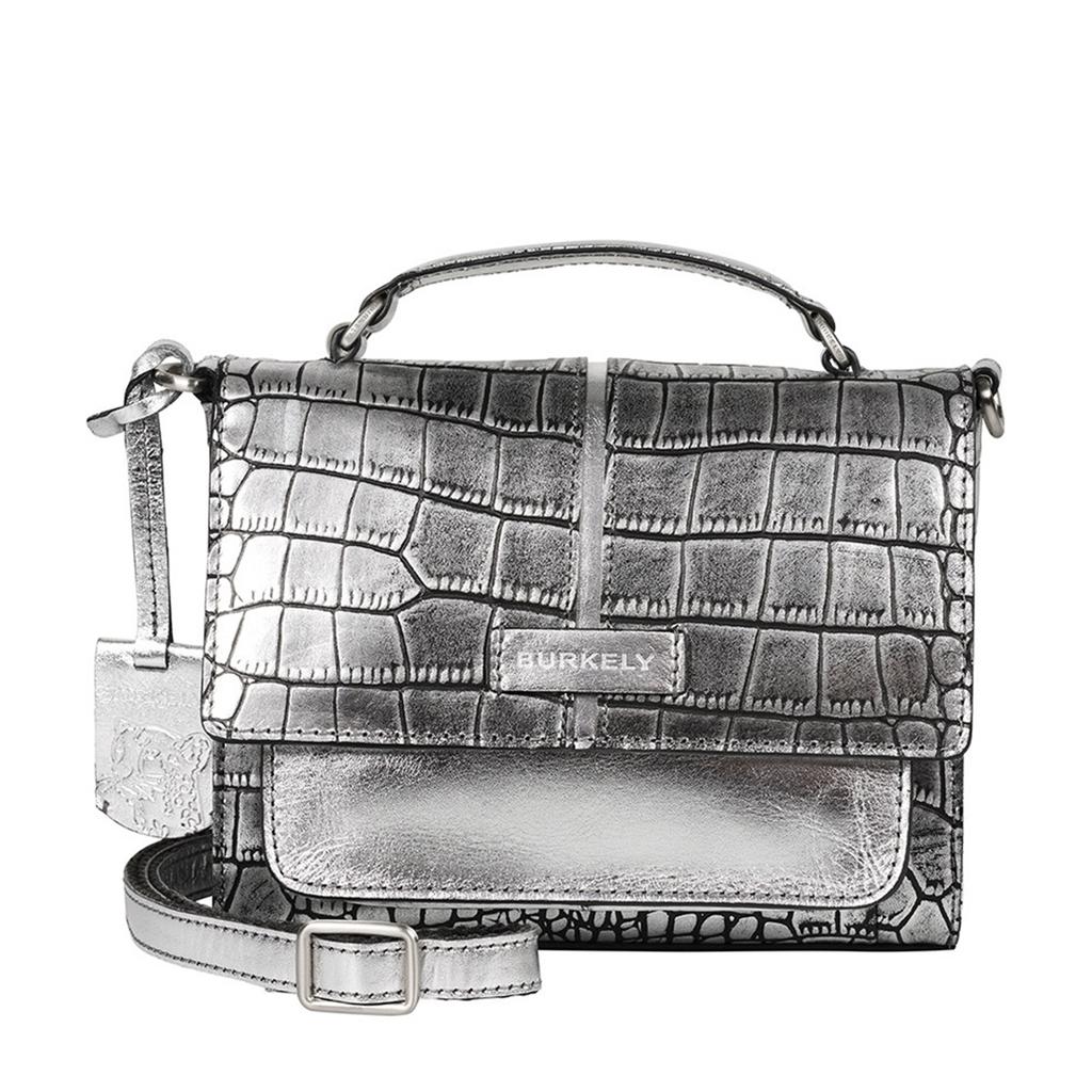 BURKELY leren crossbody tas Cool Colbie met crocoprint zilverkleurig