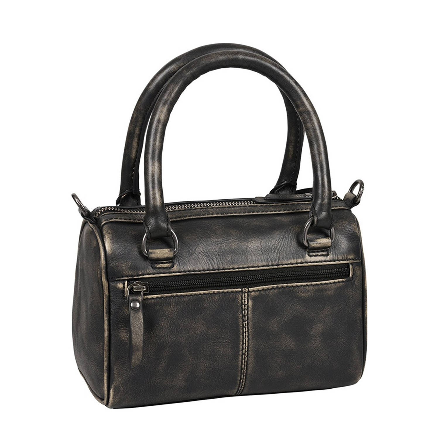 BURKELY leren mini handtas Distress Deon antraciet