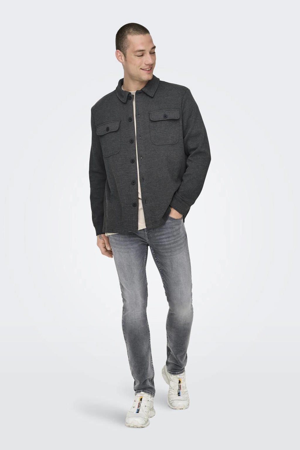 ONLY & SONS regular overshirt antraciet