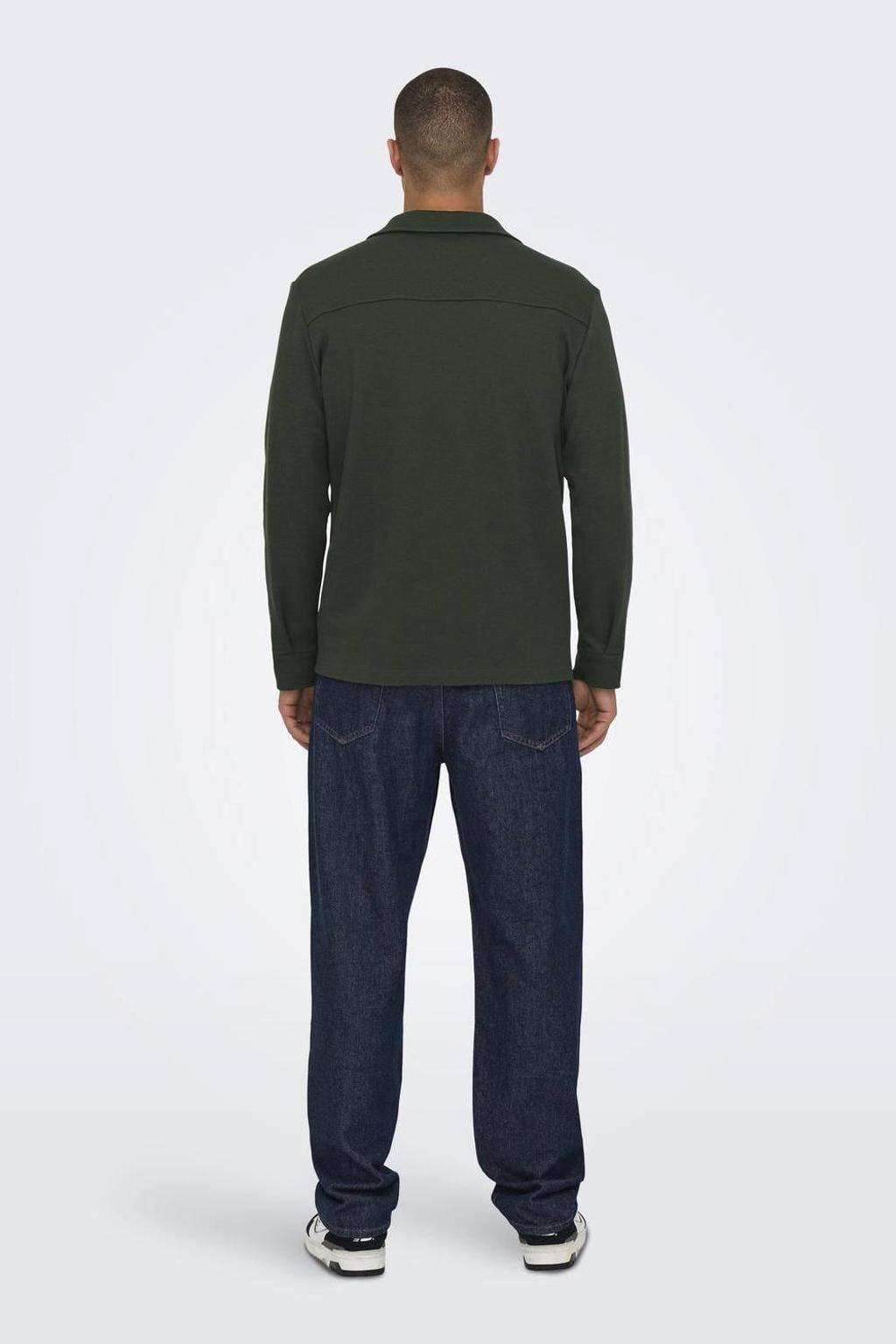 ONLY & SONS regular overshirt donkergroen