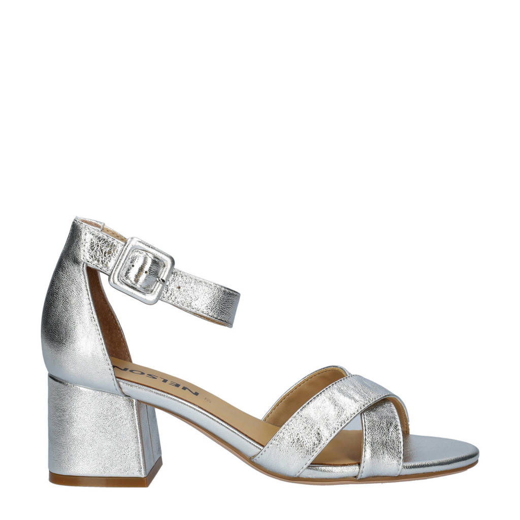 Nelson leren sandalettes zilver wehkamp