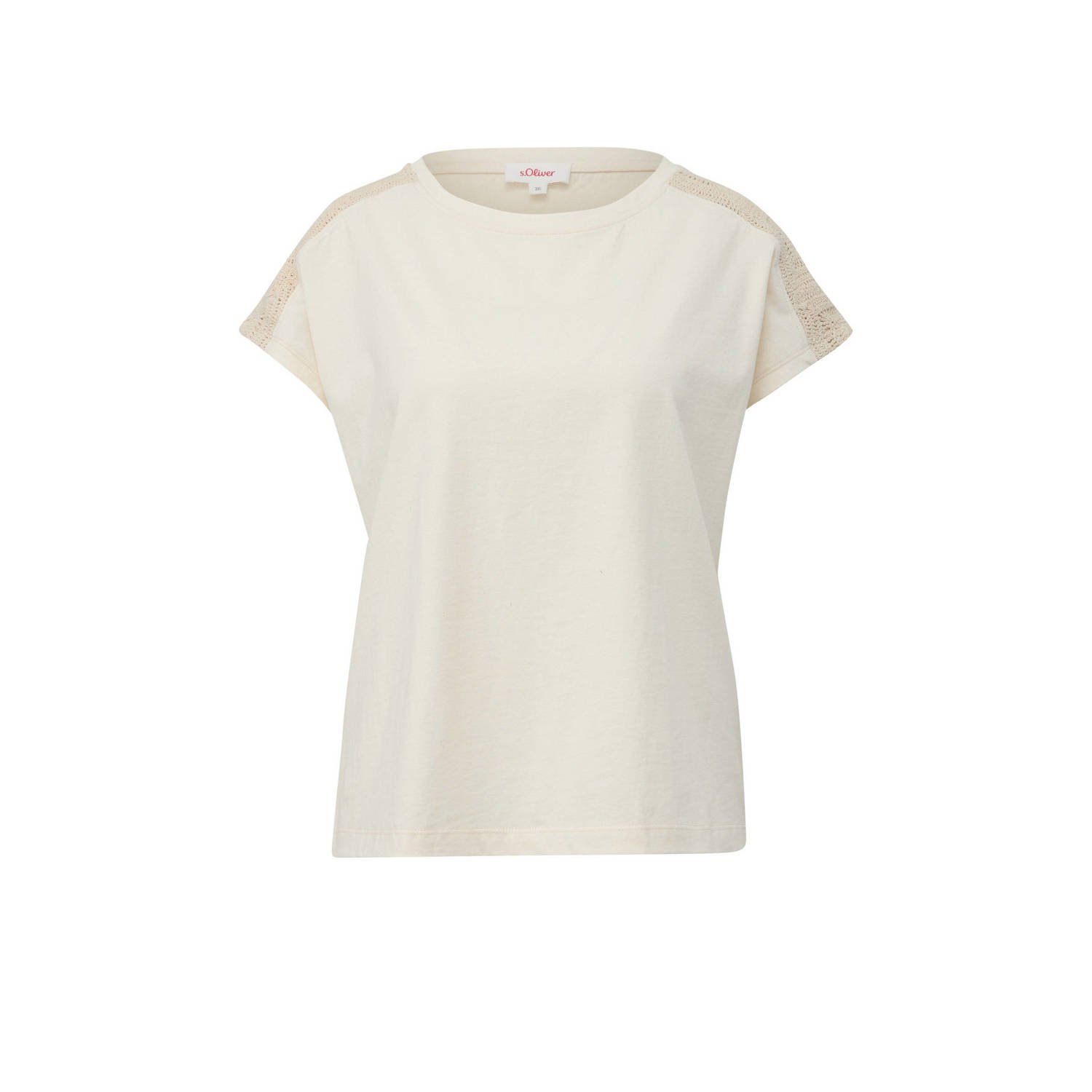 S.Oliver RED LABEL T-shirt met gehaakt kant en ronde hals