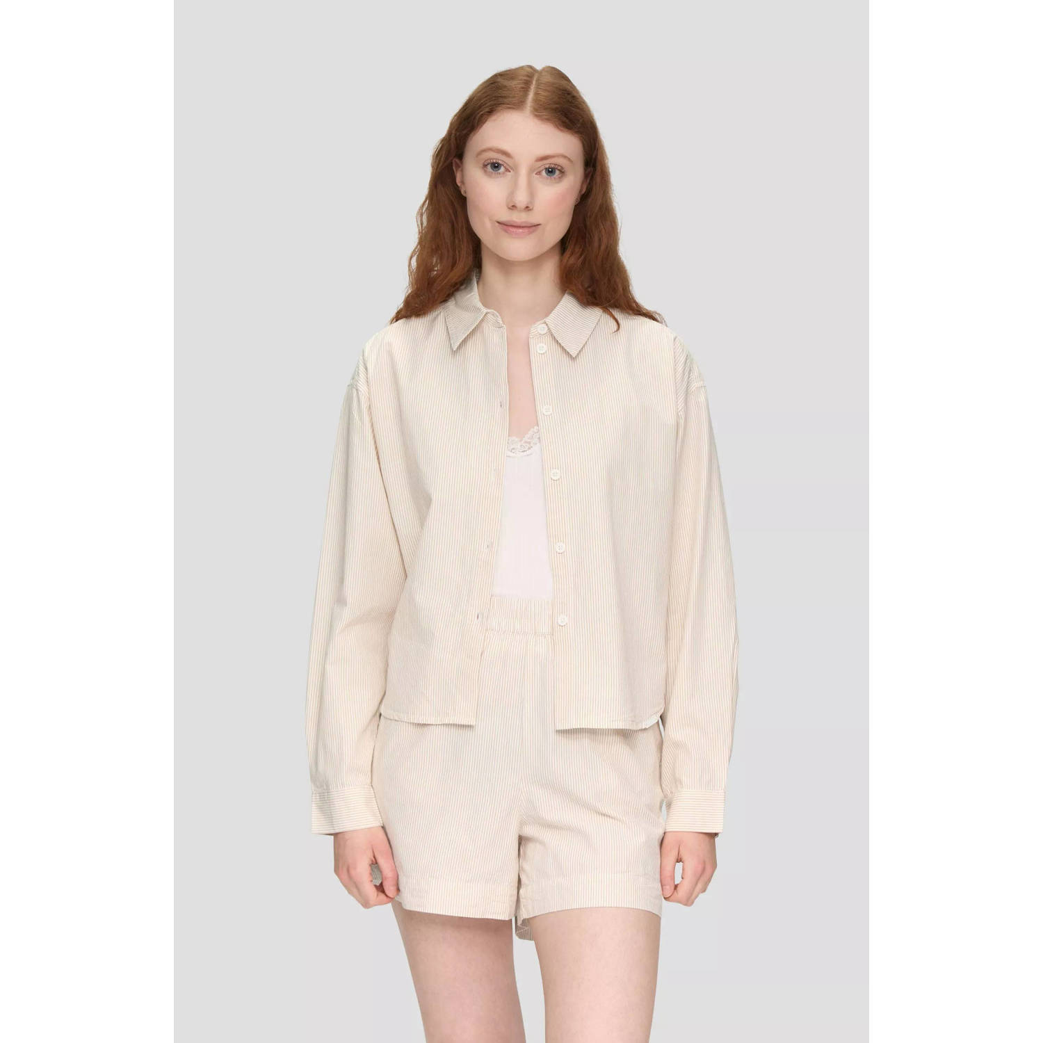 Q S by s.Oliver gestreepte blouse beige ecru