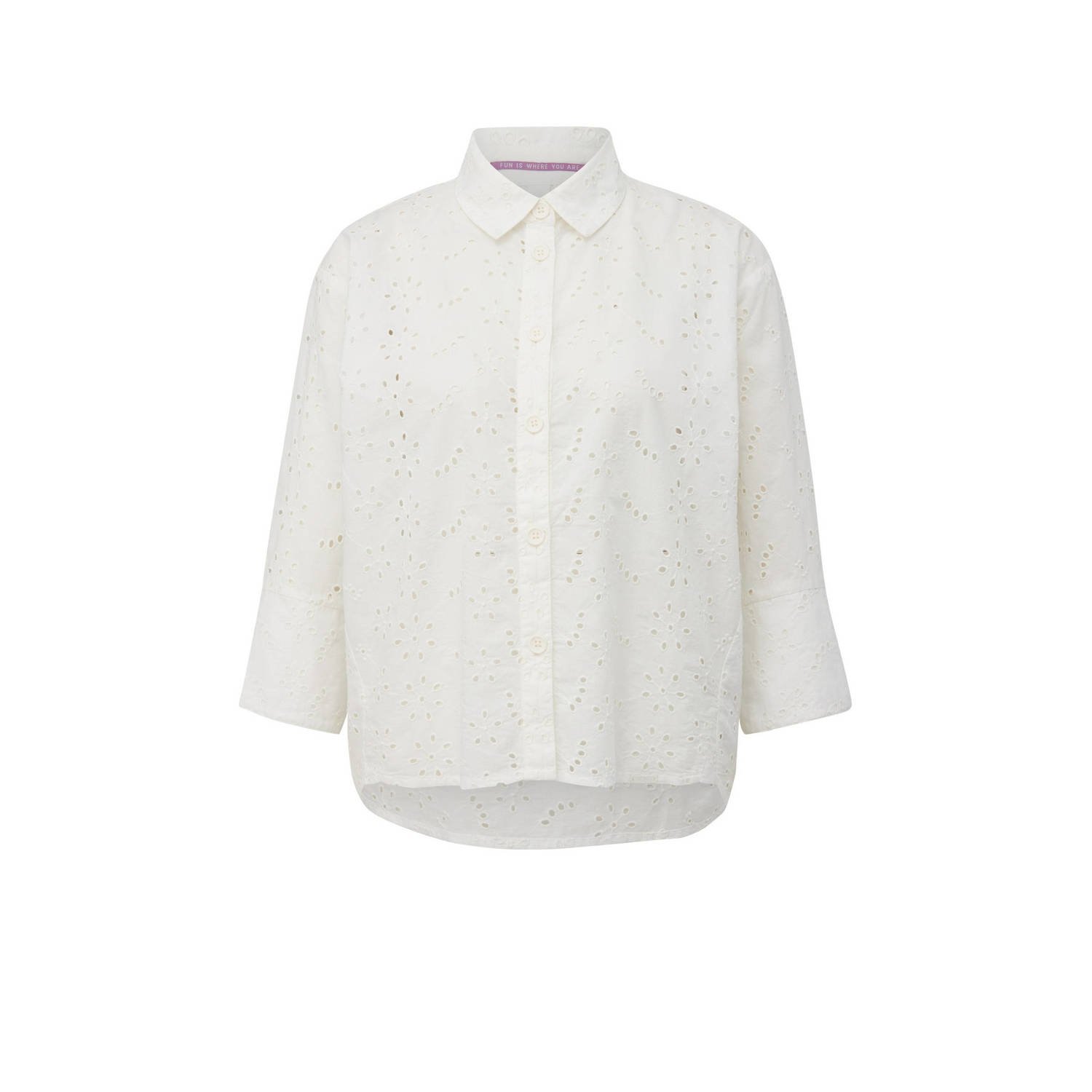 QS Blouse met broderie anglaise