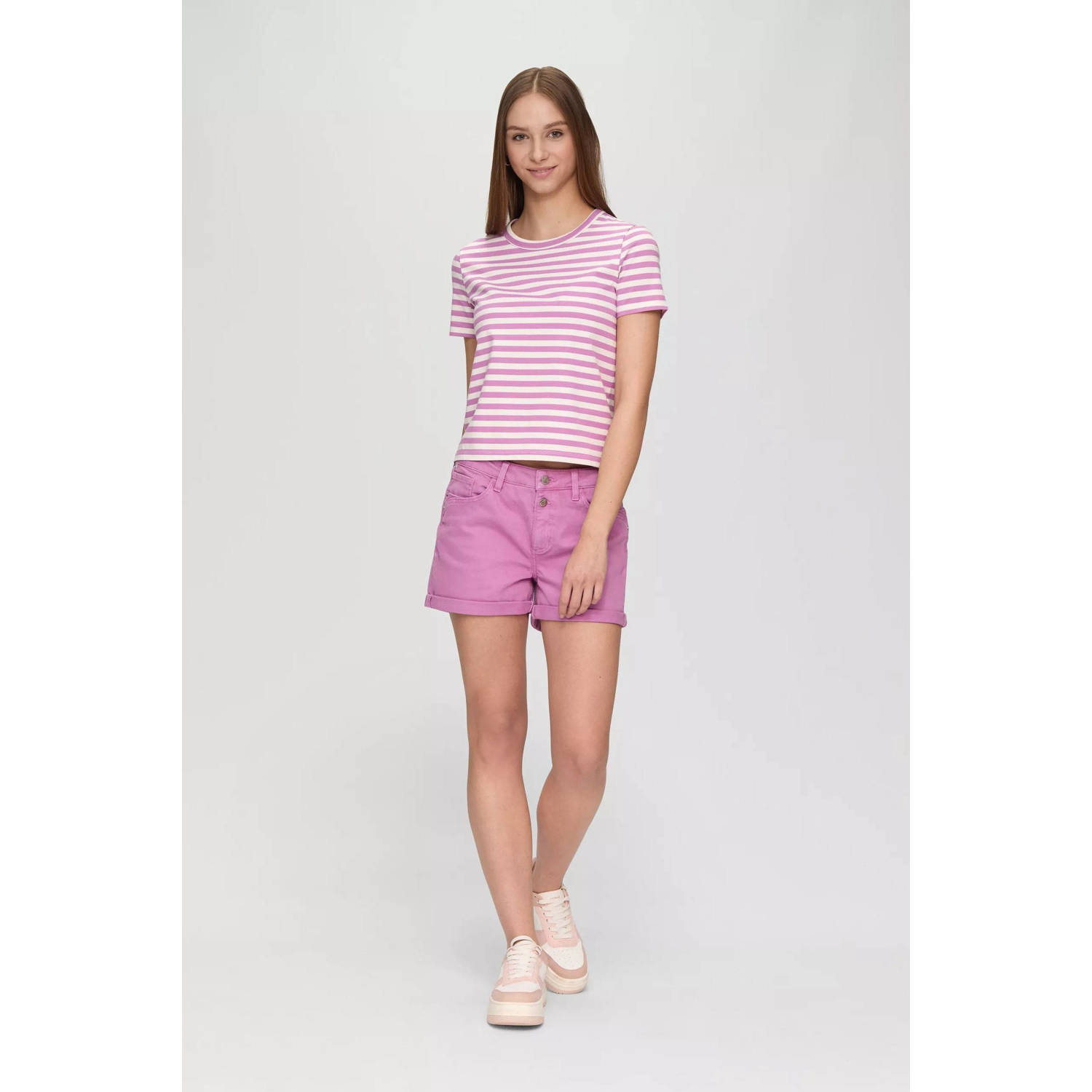 Q S by s.Oliver gestreept T-shirt lila wit