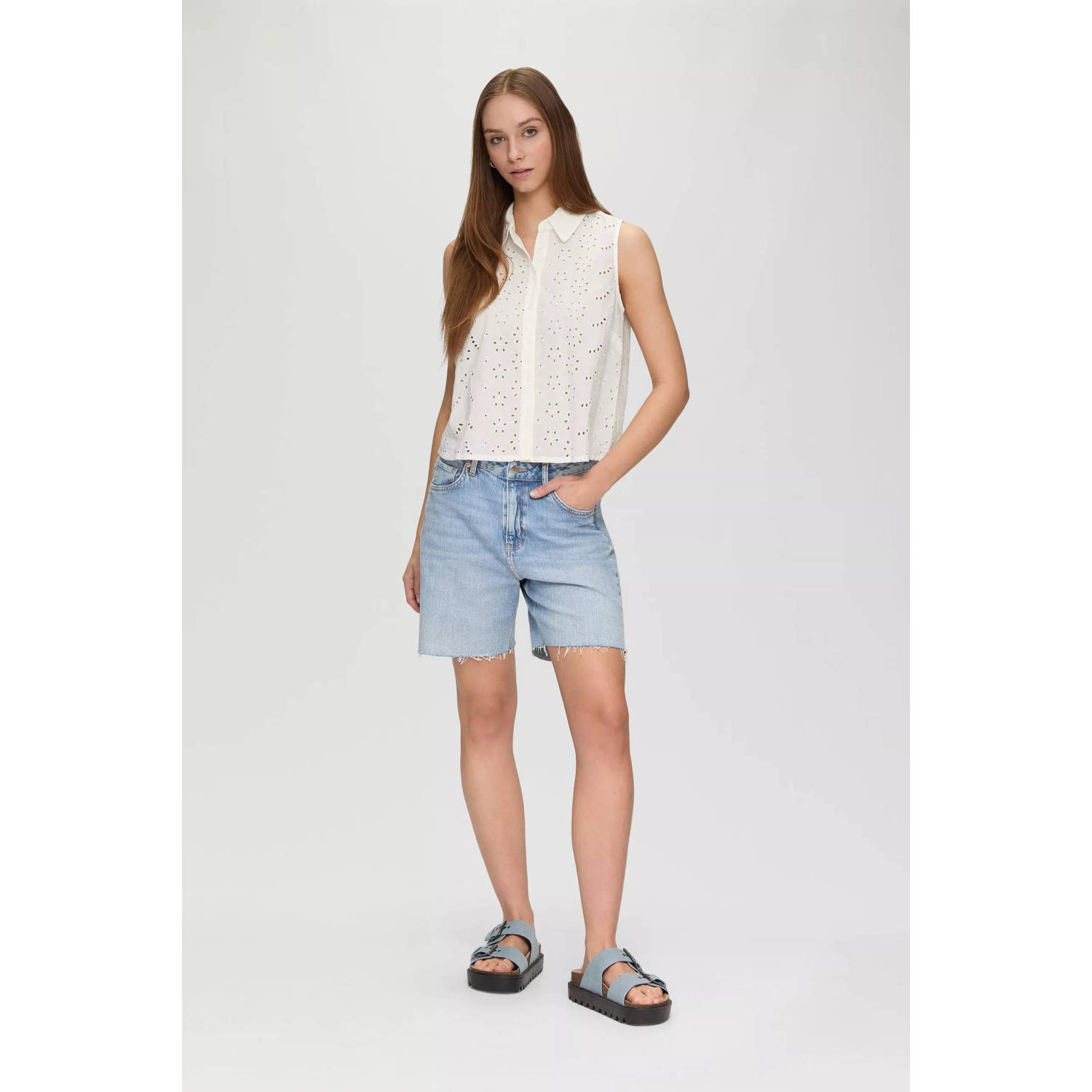 Q S by s.Oliver semi-transparante blouse wit