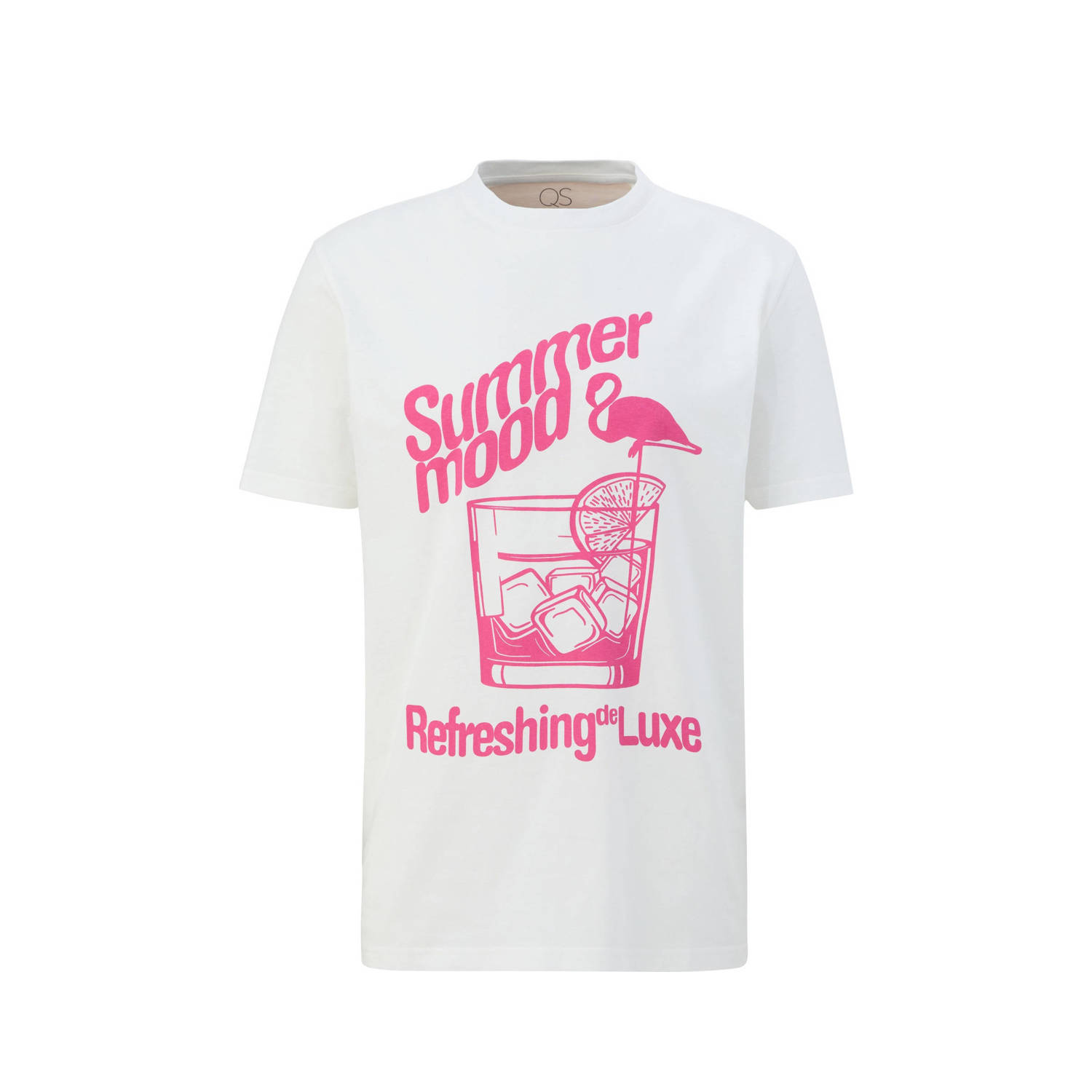 Q S by s.Oliver regular fit T-shirt met printopdruk wit