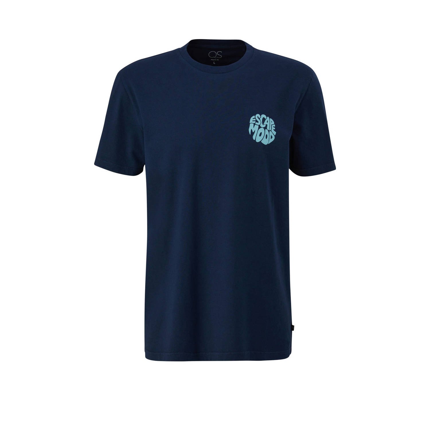 Q S by s.Oliver slim fit T-shirt met printopdruk donkerblauw
