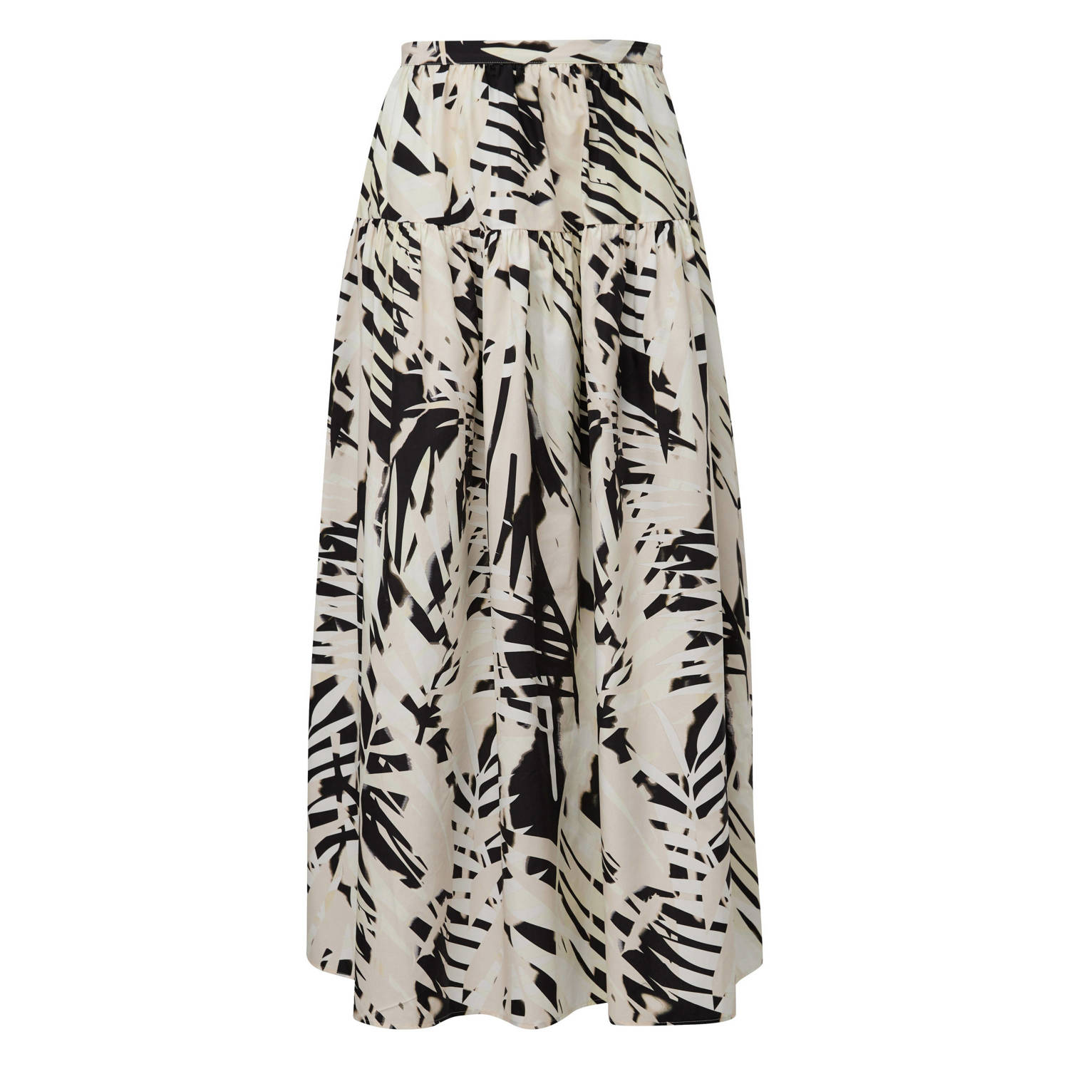 Comma rok met all over print zwart beige ecru