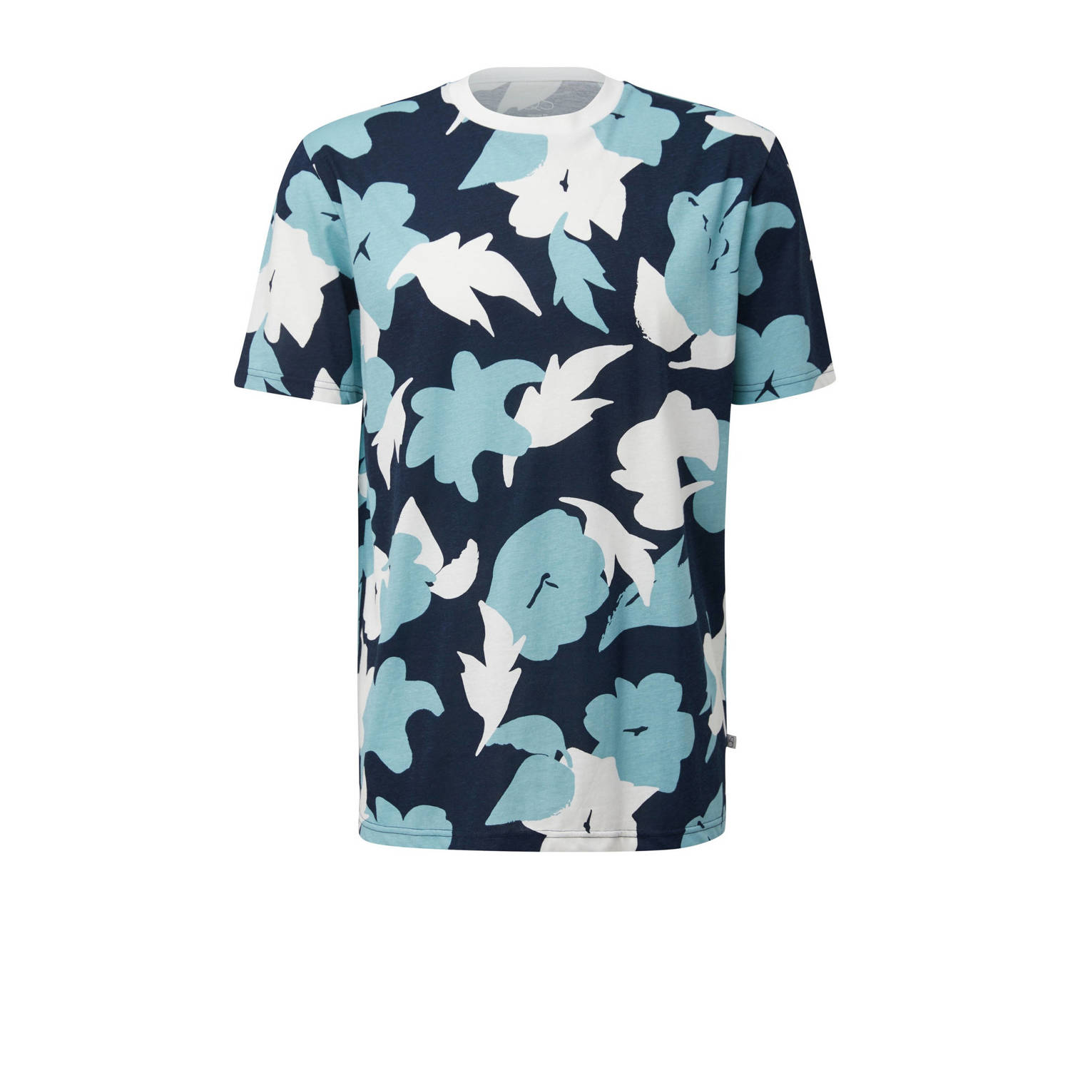 Q S by s.Oliver regular fit T-shirt met all over print blauw