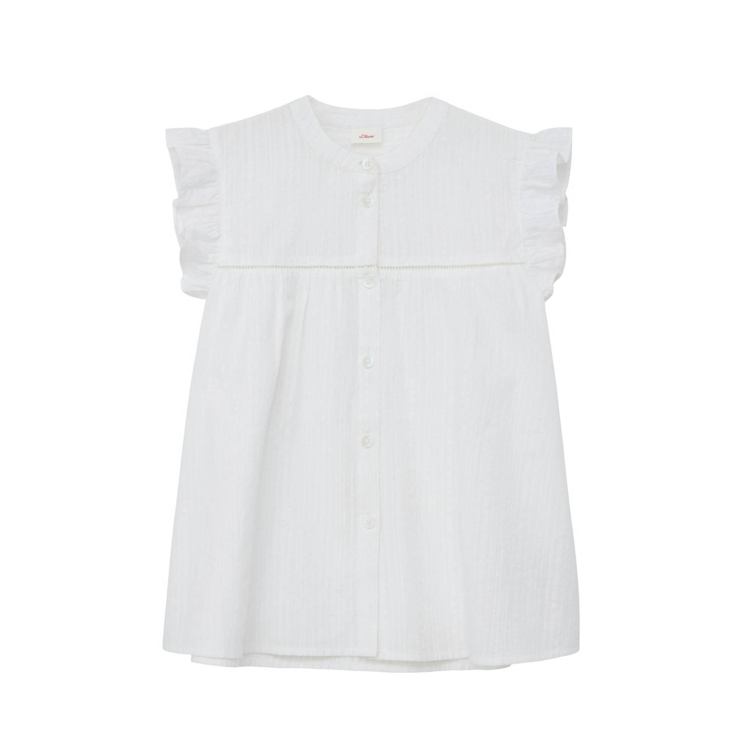 S.Oliver blouse wit Meisjes Stretchkatoen Ronde hals Effen 134 140