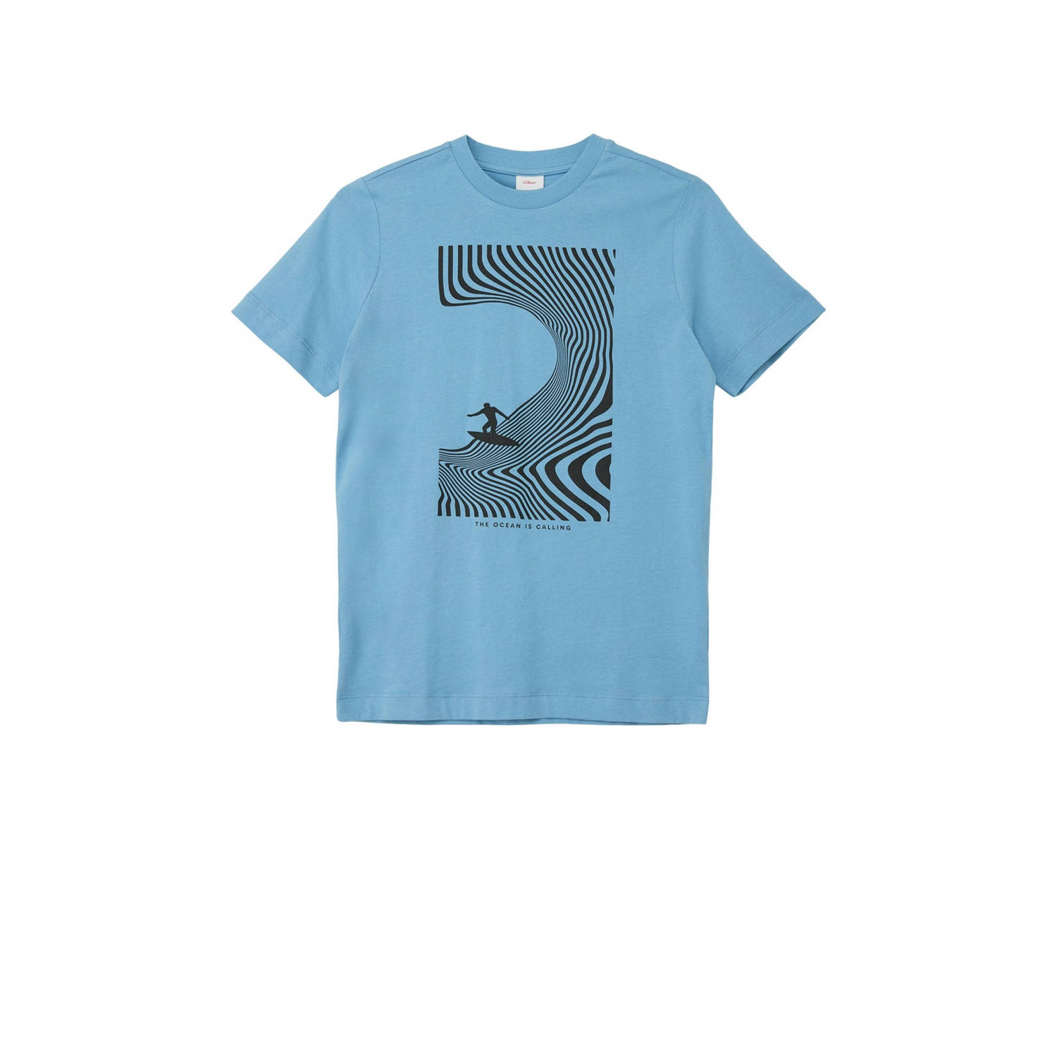 S.Oliver T-shirt met printopdruk blauw Jongens Katoen Ronde hals Printopdruk 170 176