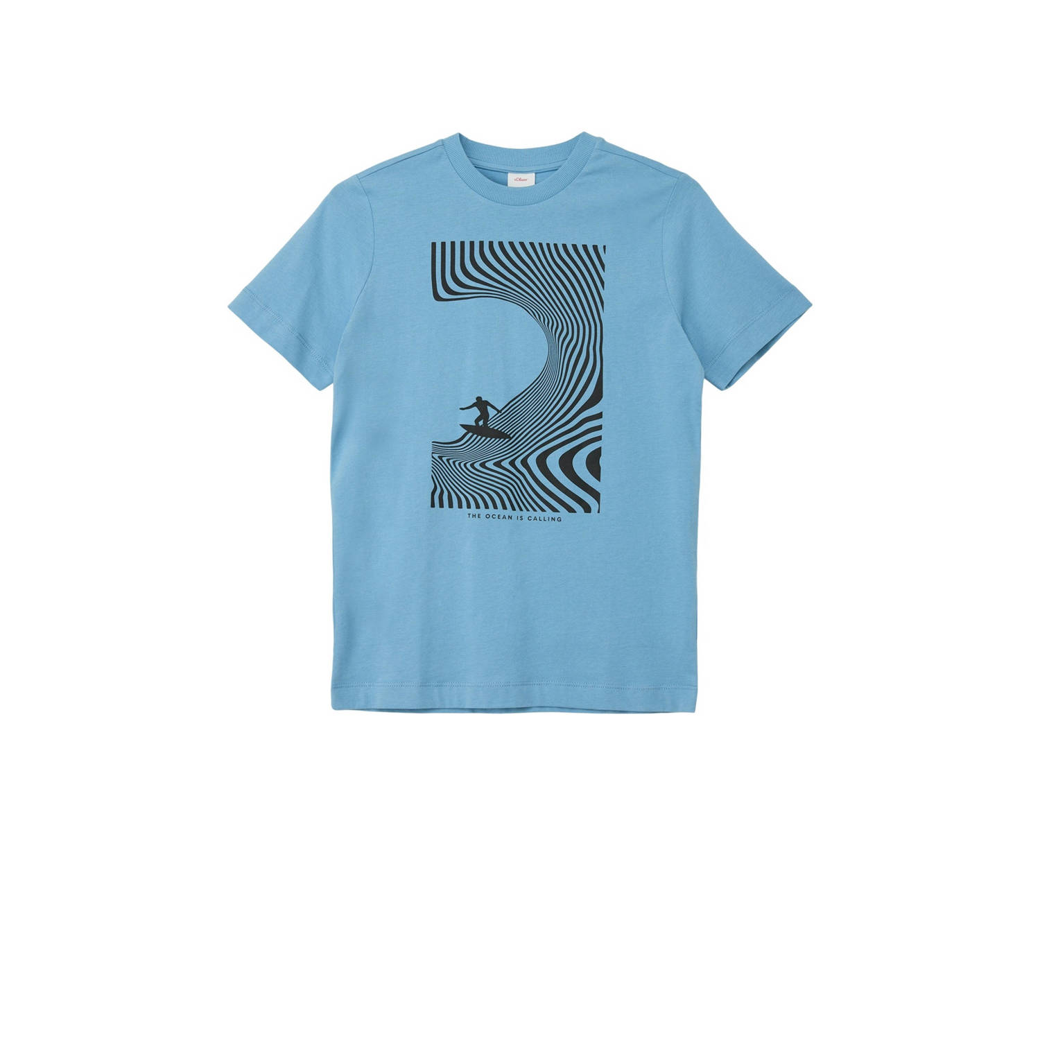 S.Oliver T-shirt met printopdruk blauw Jongens Katoen Ronde hals Printopdruk 176