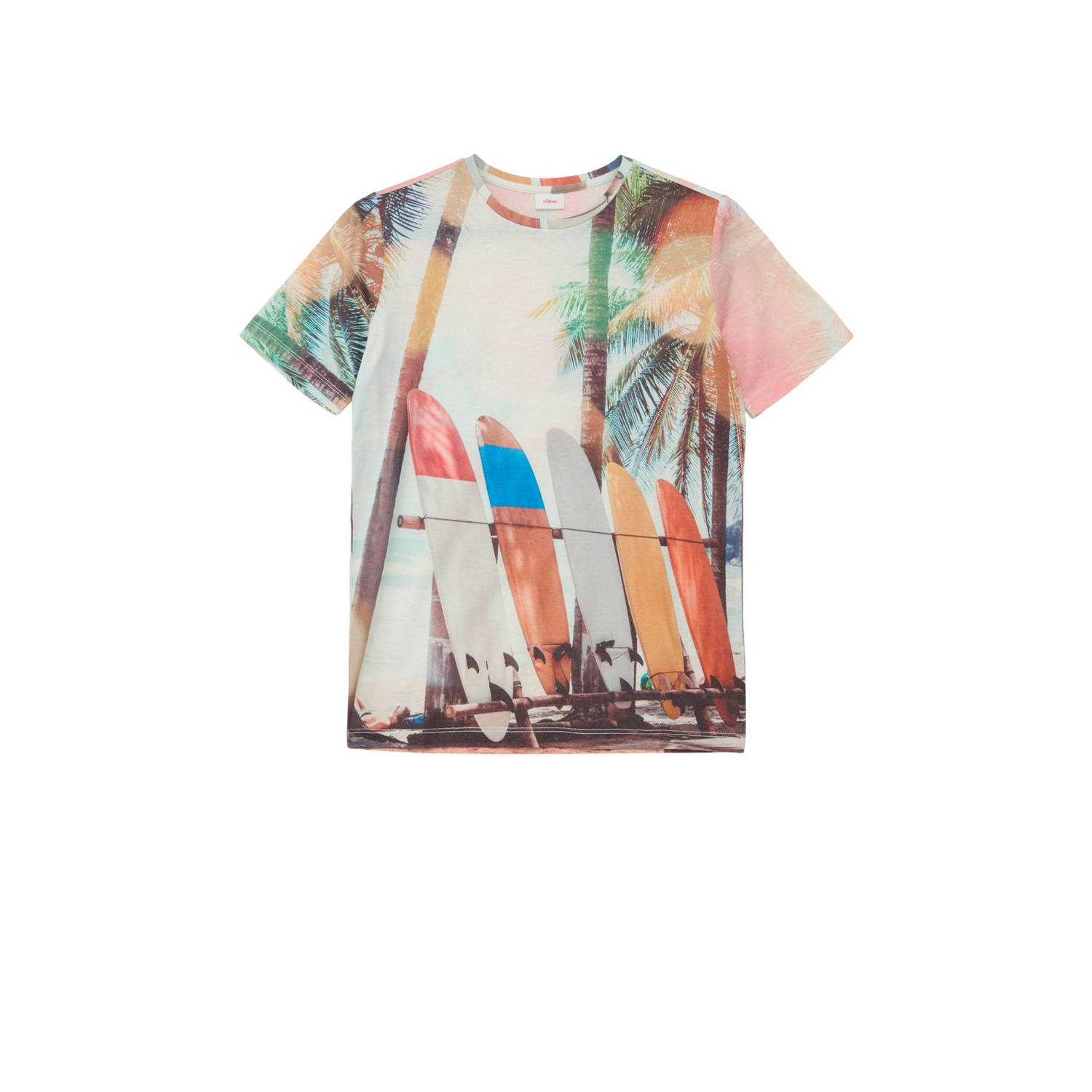 S.Oliver T-shirt met all over print ecru multicolor Jongens Polyester Ronde hals 152