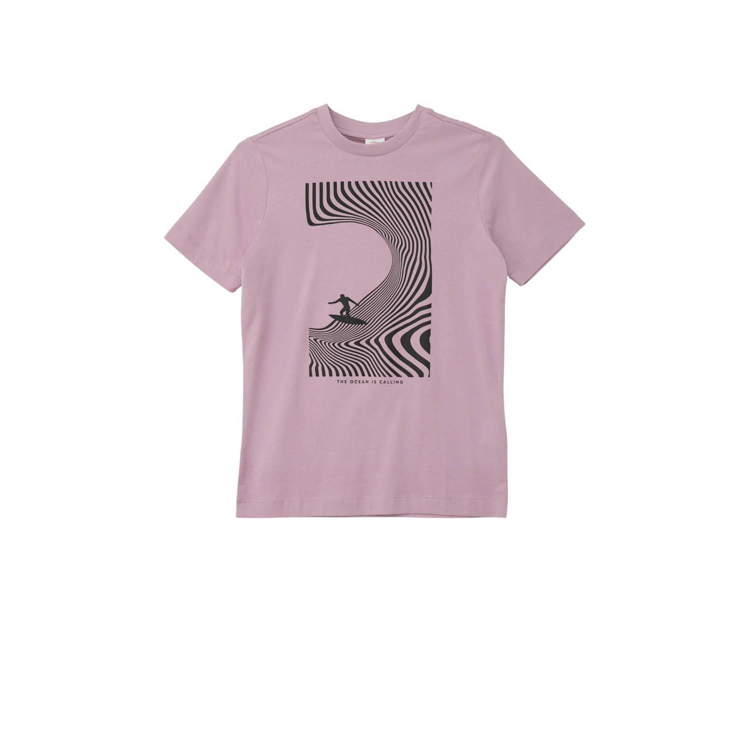 S.Oliver T-shirt met printopdruk lila Paars Jongens Katoen Ronde hals Printopdruk 158 164