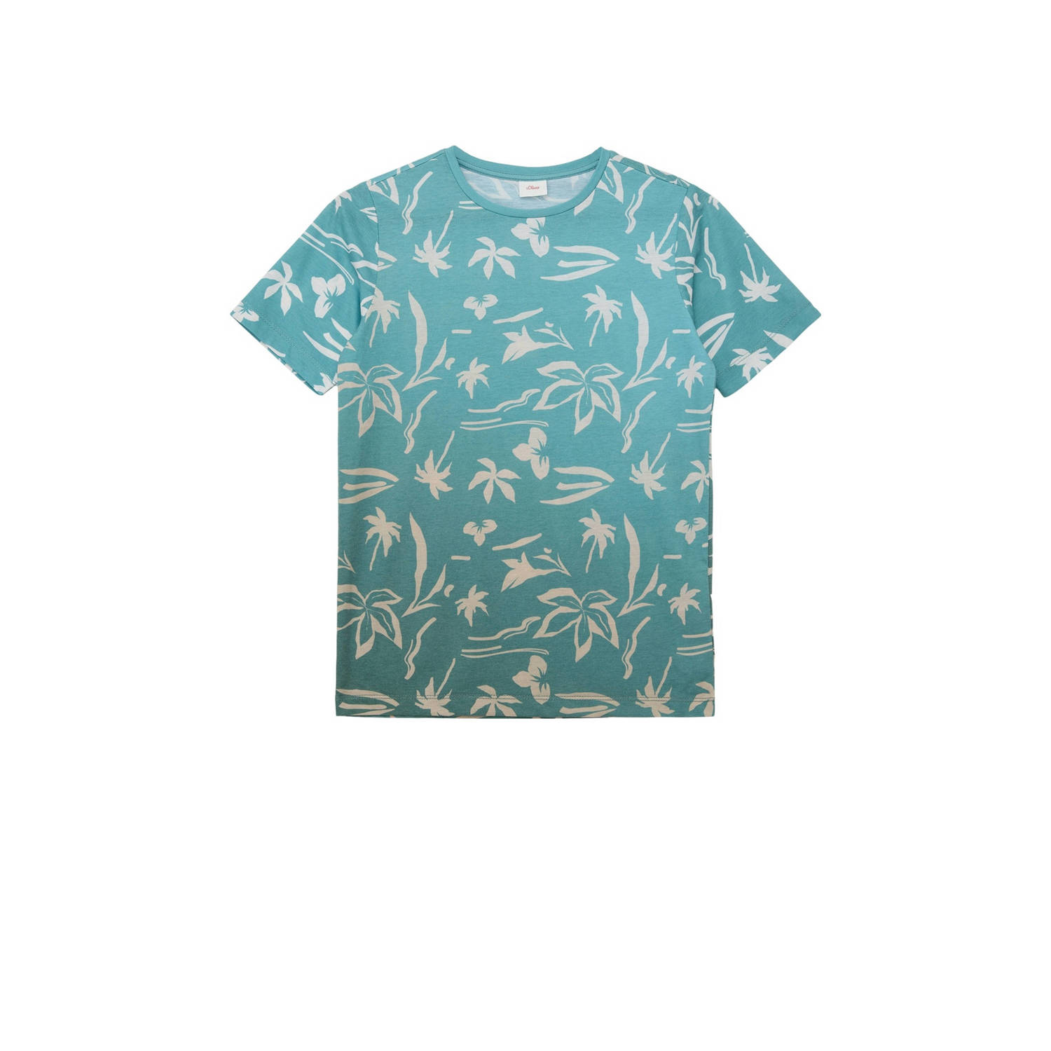 S.Oliver T-shirt met all over print petrol Blauw Jongens Polyester Ronde hals 140