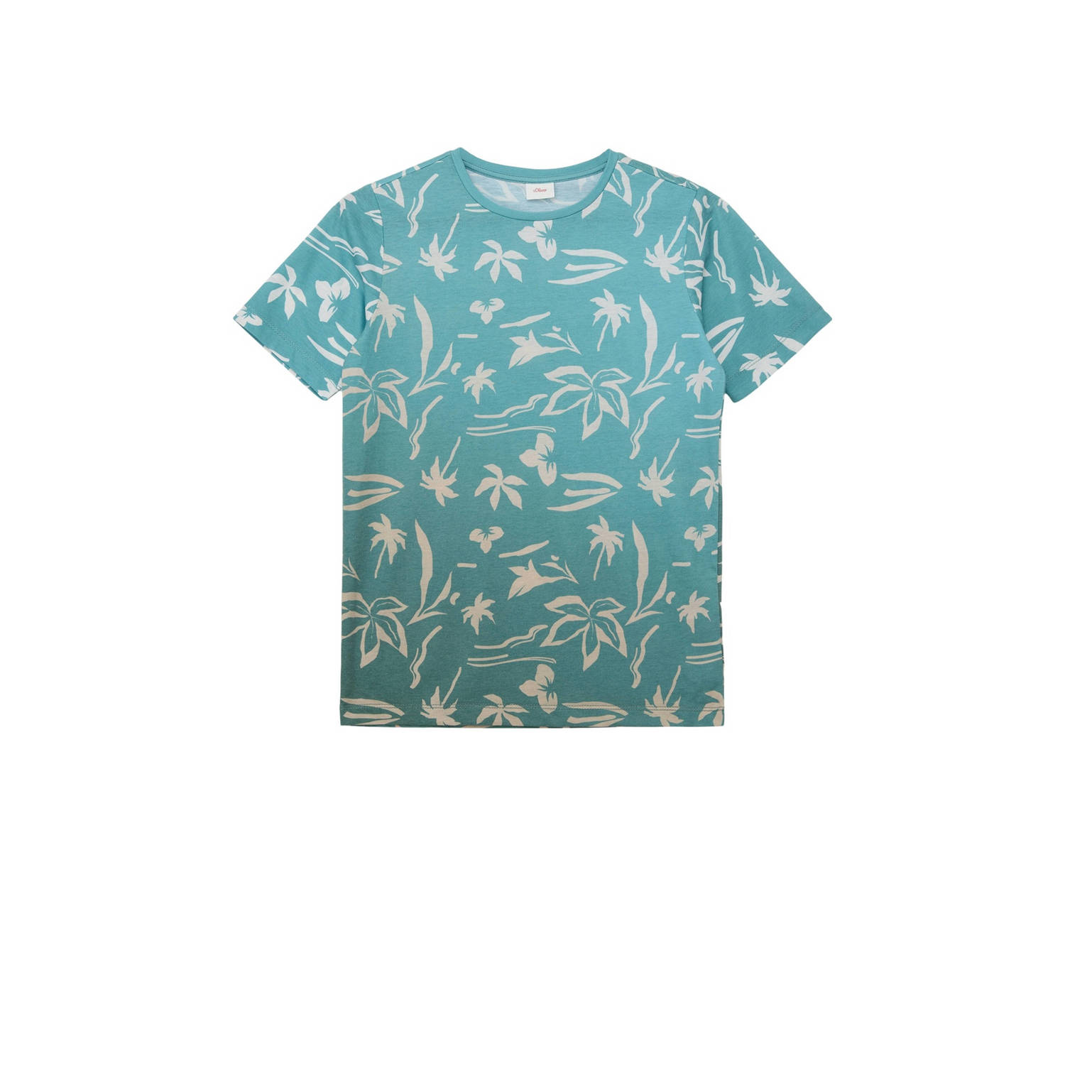 S.Oliver T-shirt met all over print petrol Blauw Jongens Polyester Ronde hals 134 140