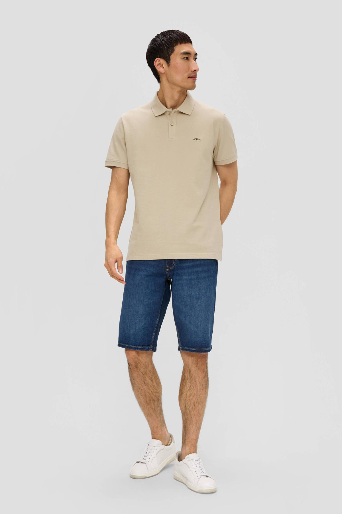 regular fit polo met logo beige wehkamp