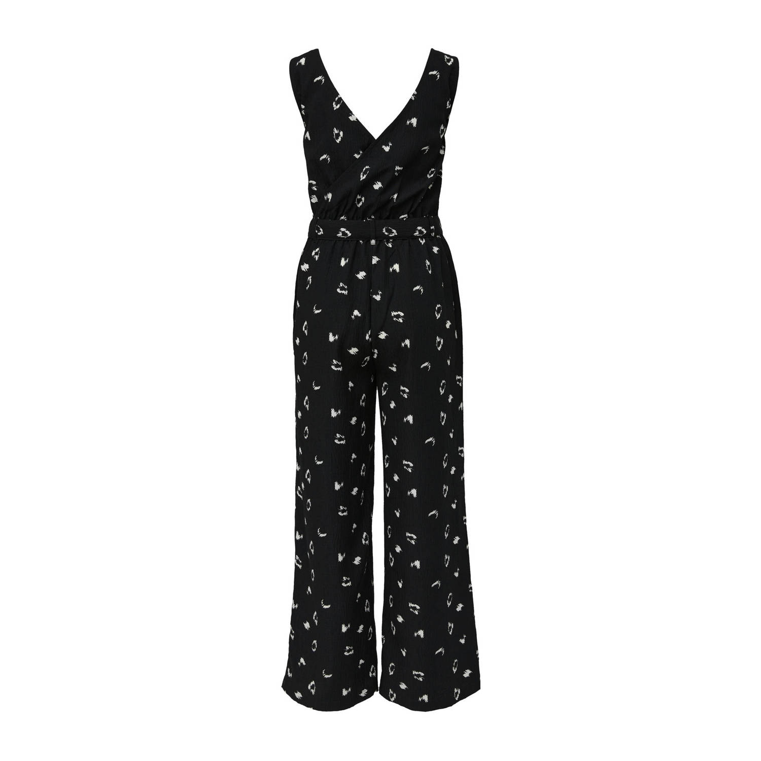 Q S by s.Oliver jumpsuit met all over print zwart ecru