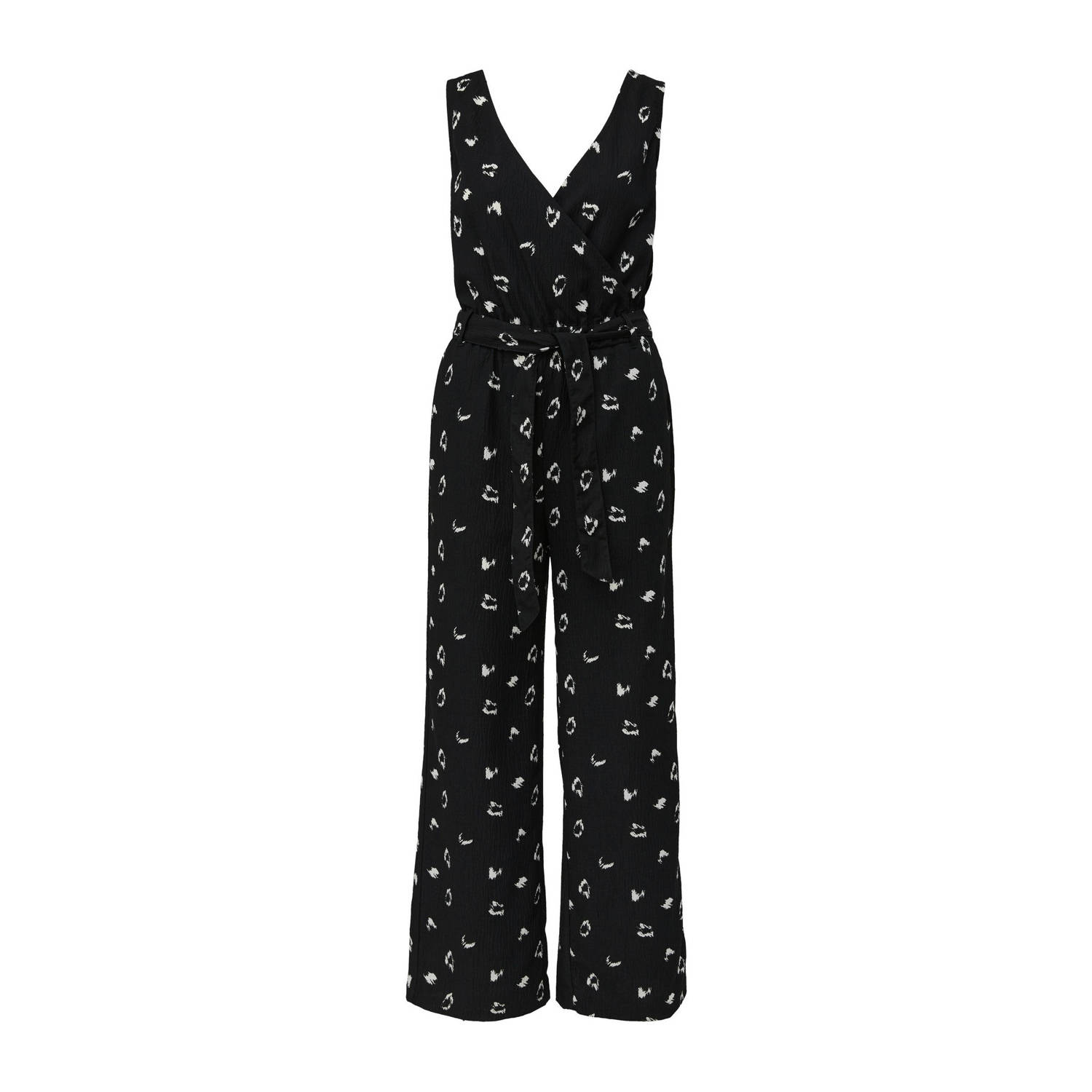 Q S by s.Oliver jumpsuit met all over print zwart ecru