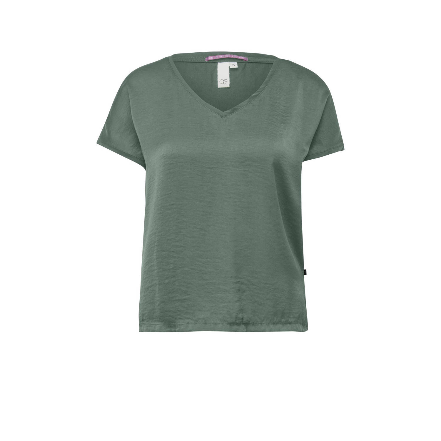 QS T-shirt met afgeronde V-hals