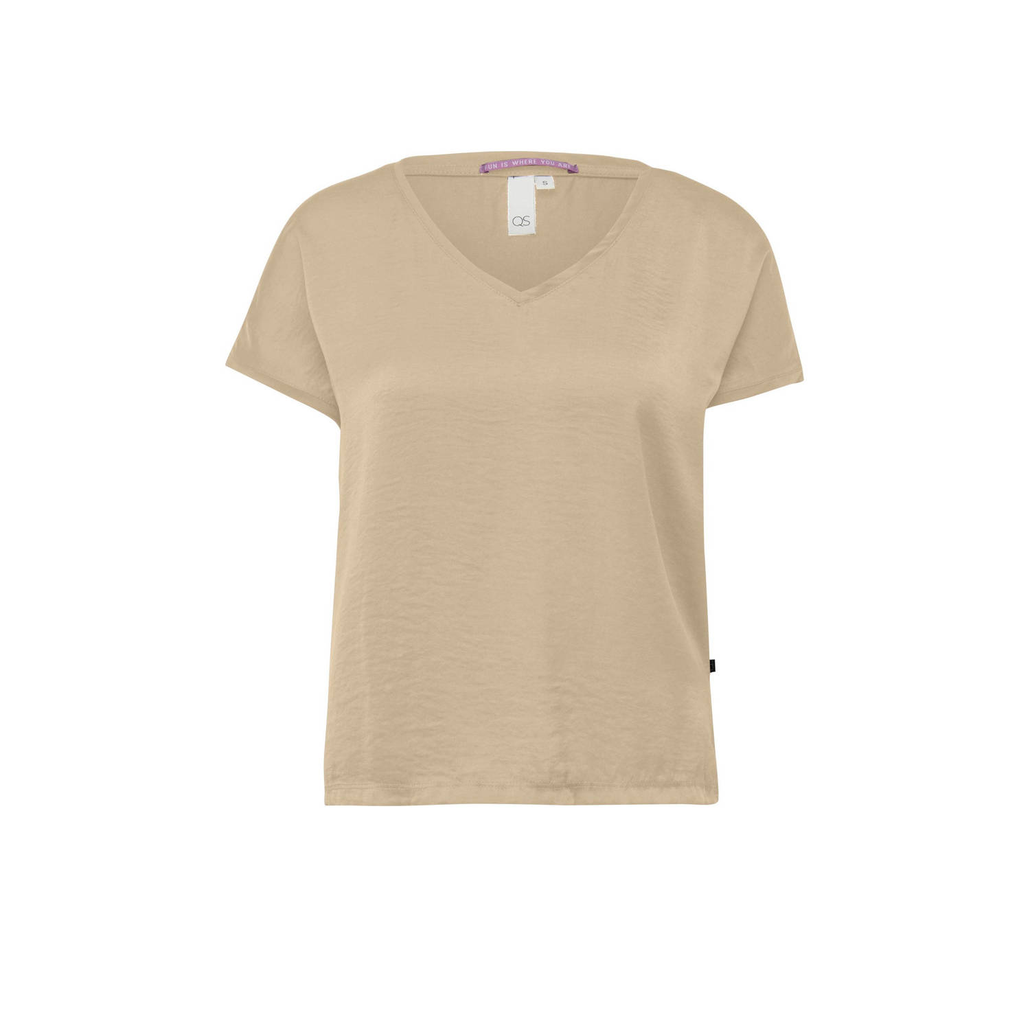 QS T-shirt met afgeronde V-hals