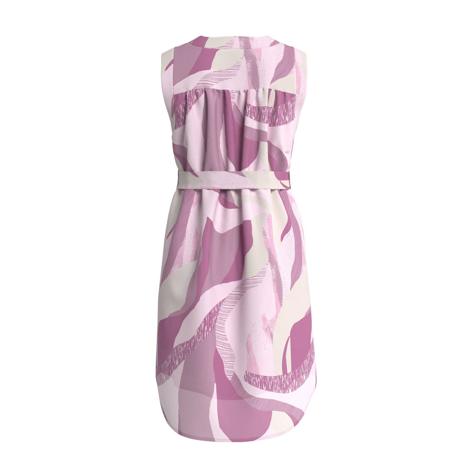 Q S by s.Oliver jurk met all over print en ceintuur lila