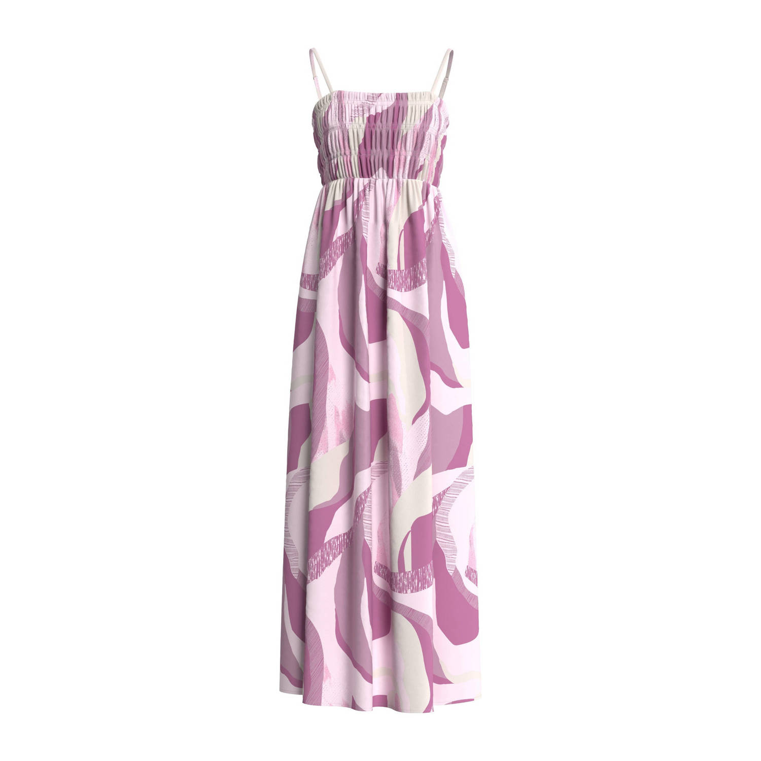 Q S by s.Oliver maxi jurk met all over print lila ecru