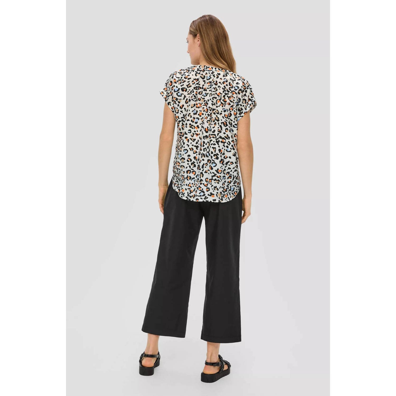 s.Oliver top met panterprint wit multi