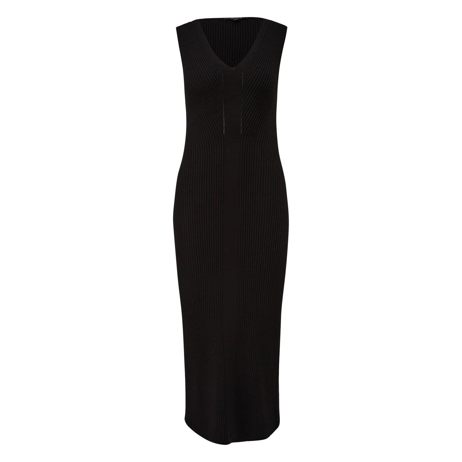 Comma ribgebreide bodycon jurk zwart