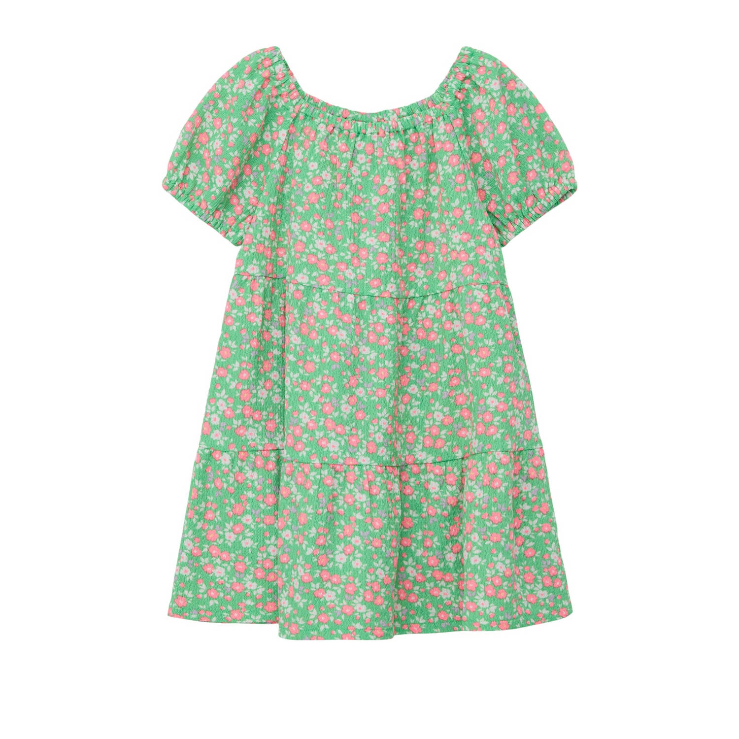 S.Oliver gebloemde jurk groen roze Meisjes Polyester Boothals Bloemen 116