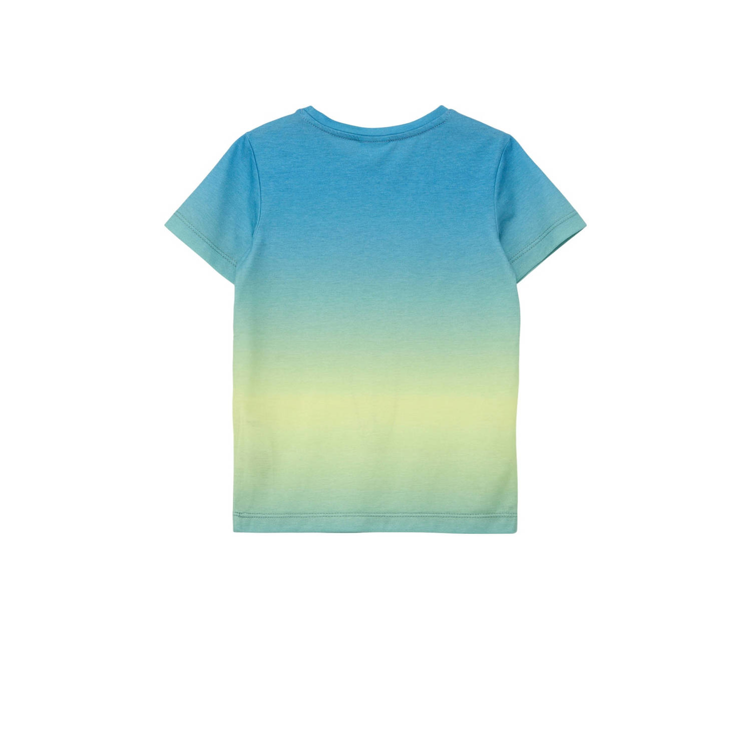 s.Oliver T-shirt met tekst blauw geel