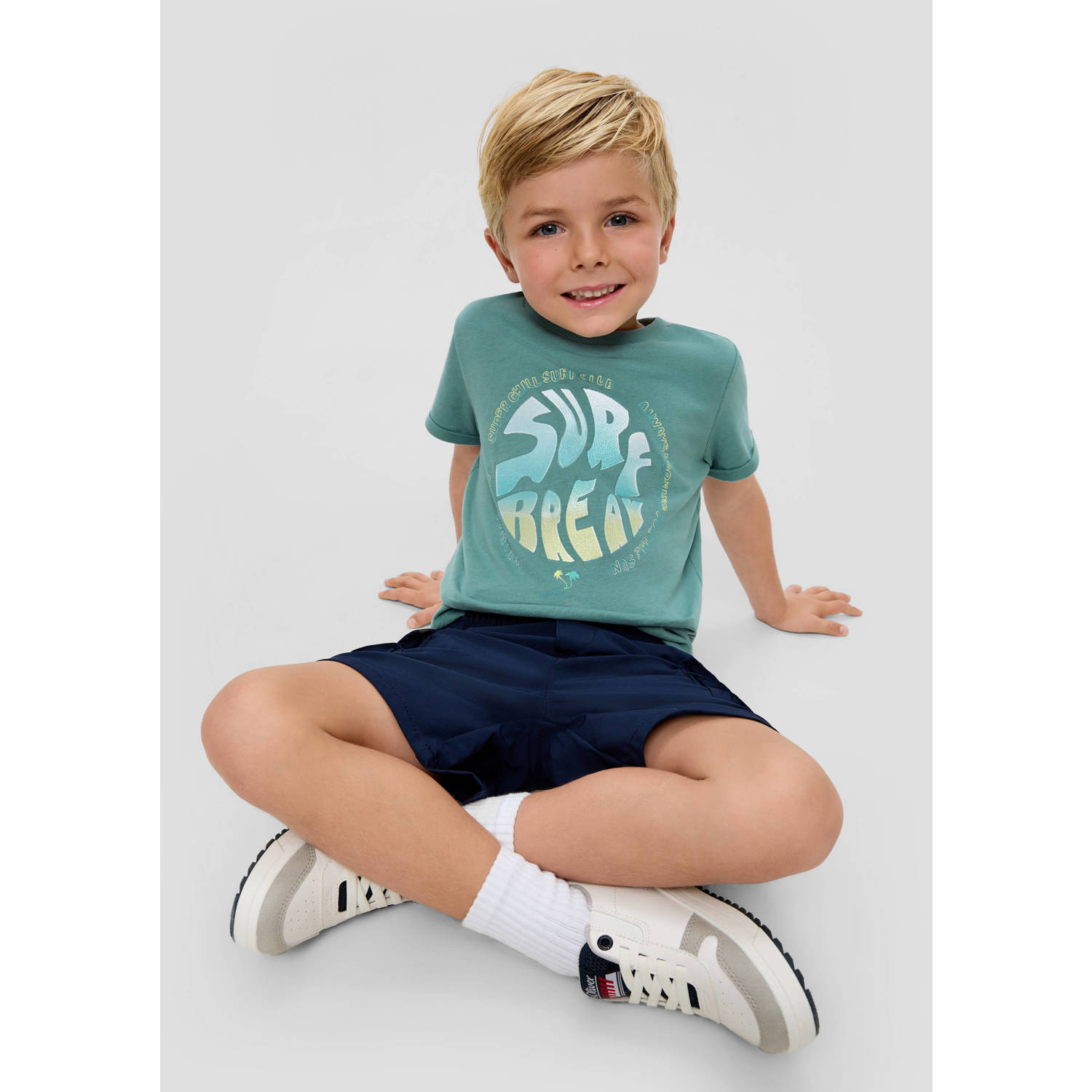 s.Oliver T-shirt met printopdruk petrol
