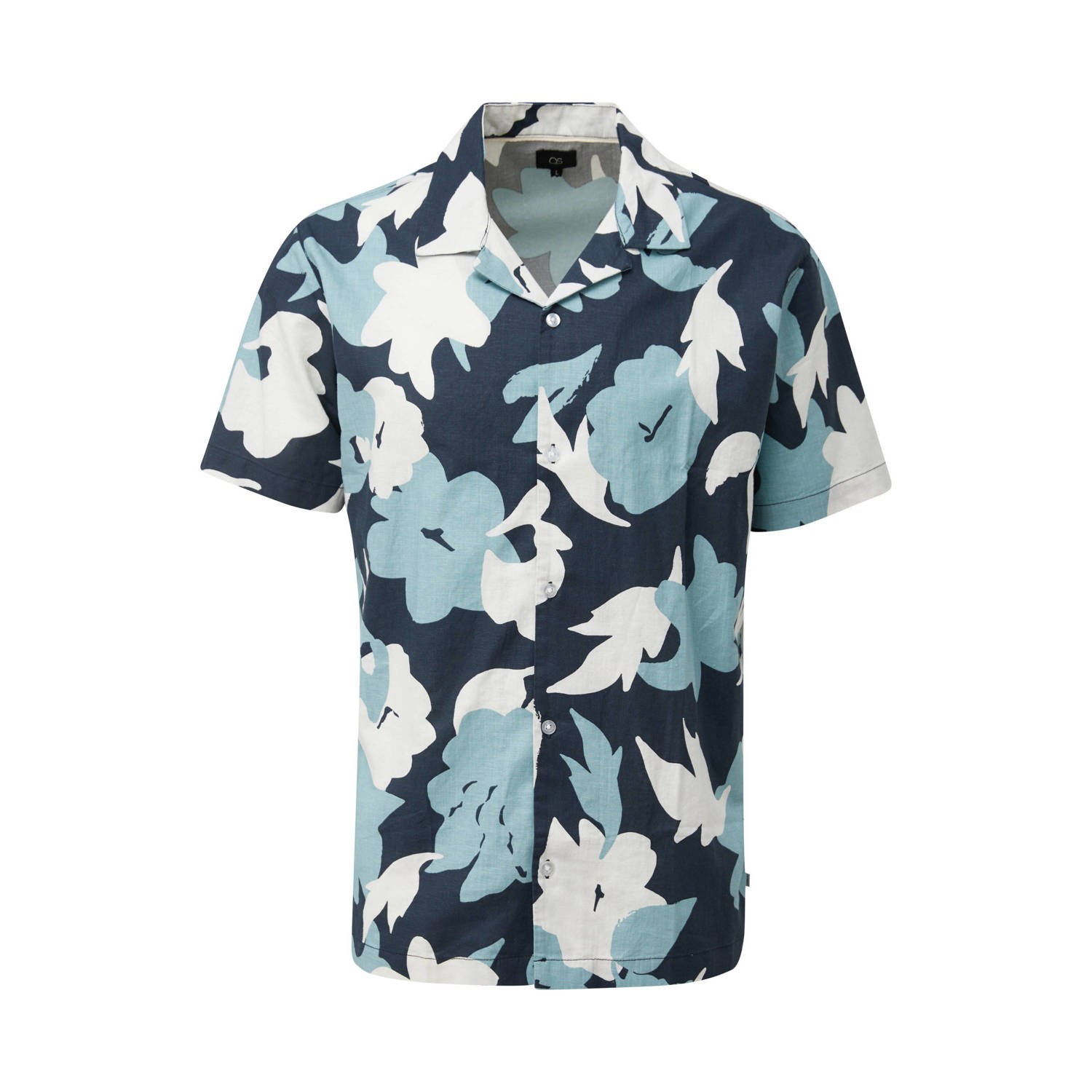 Q S by s.Oliver regular fit overhemd met all over print blauw