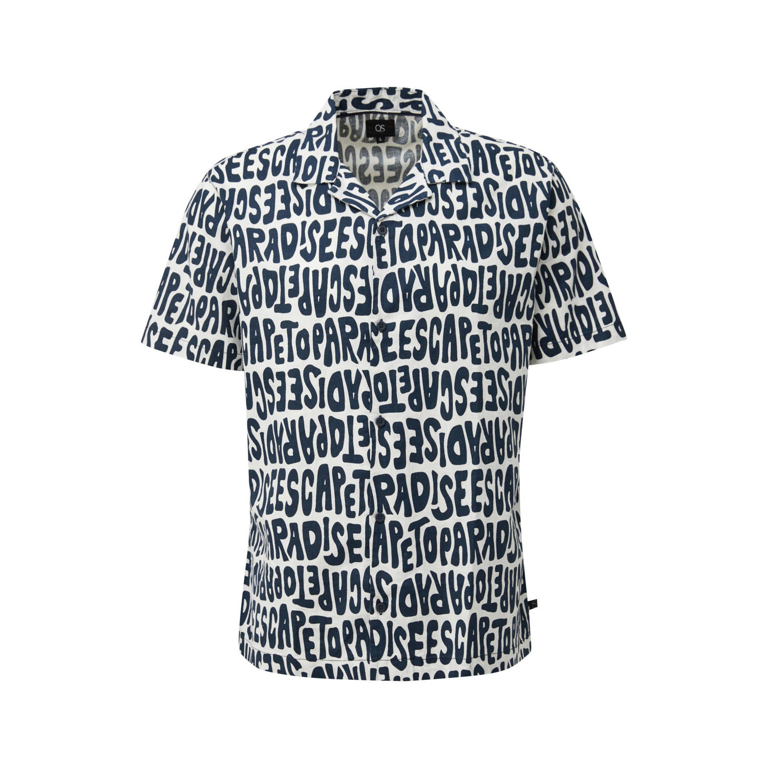 Q S by s.Oliver regular fit overhemd met all over print grijsblauw