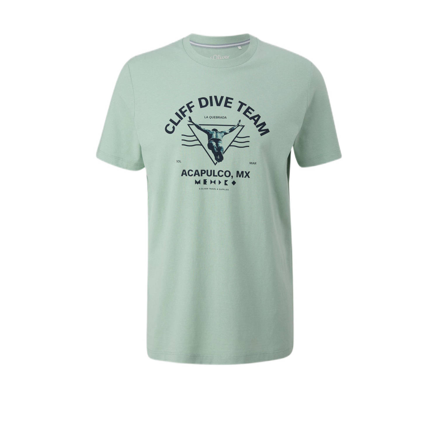 S.Oliver regular fit T-shirt met printopdruk lichtgroen