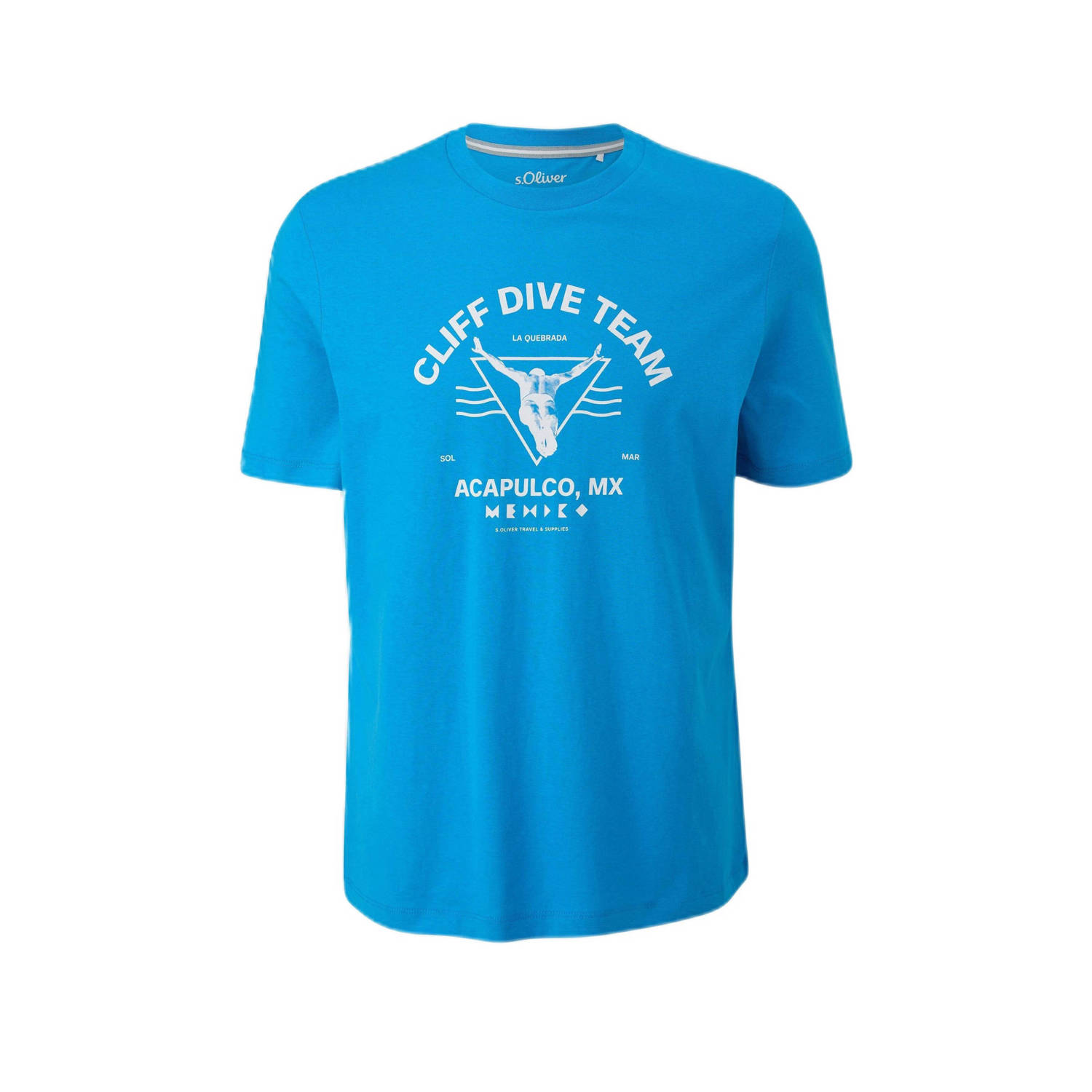 S.Oliver regular fit T-shirt met printopdruk blauw