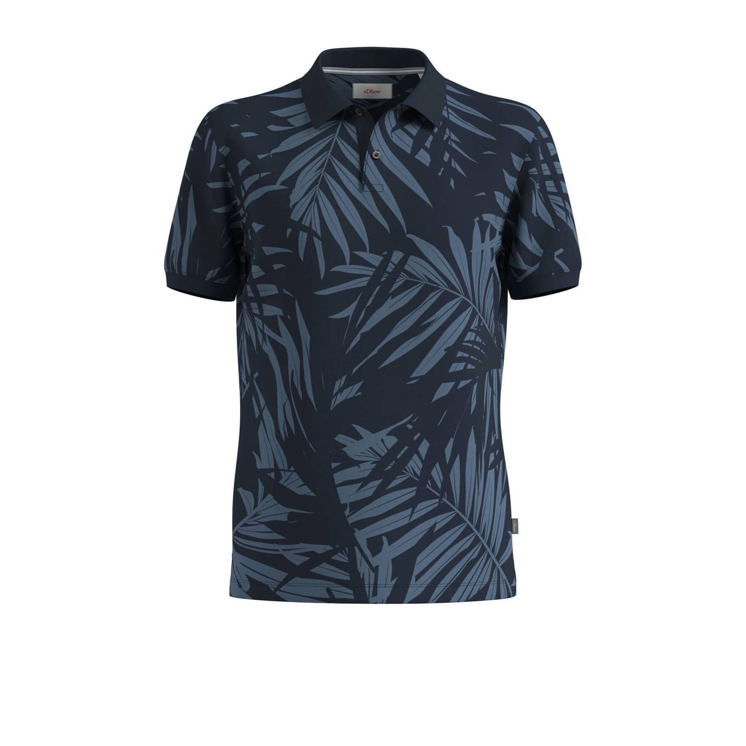 S.Oliver regular fit polo met all over print donkerblauw