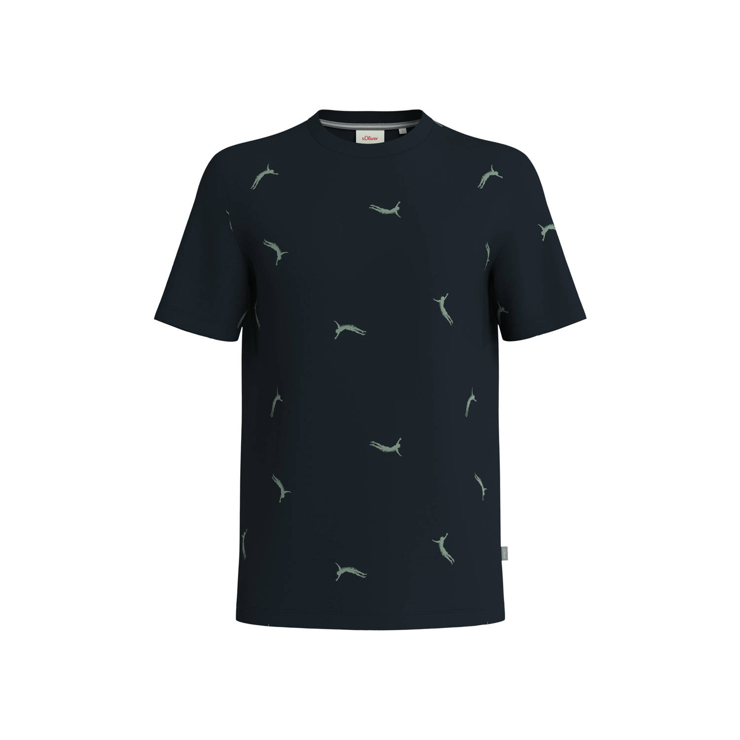 S.Oliver regular fit T-shirt met all over print donkerblauw