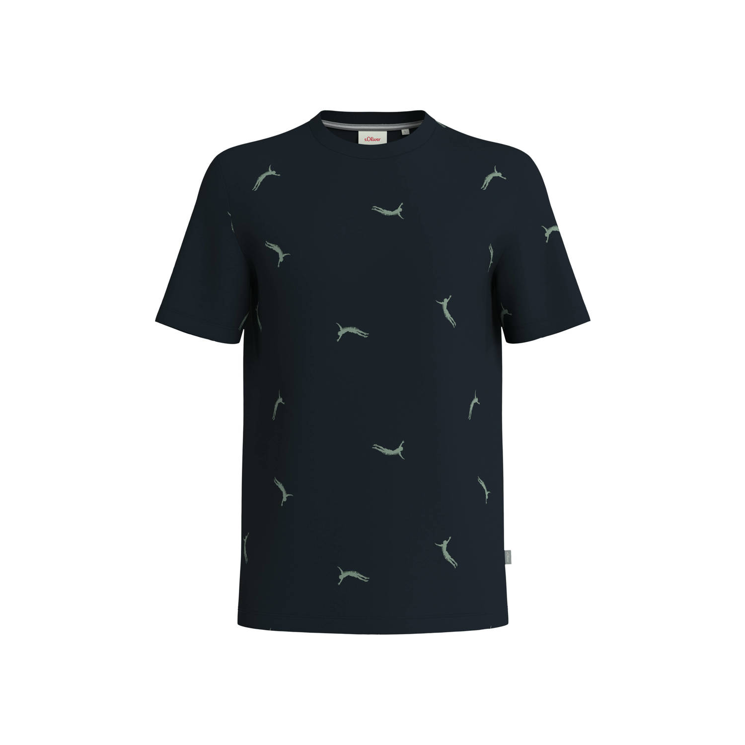 s.Oliver regular fit T-shirt met all over print donkerblauw