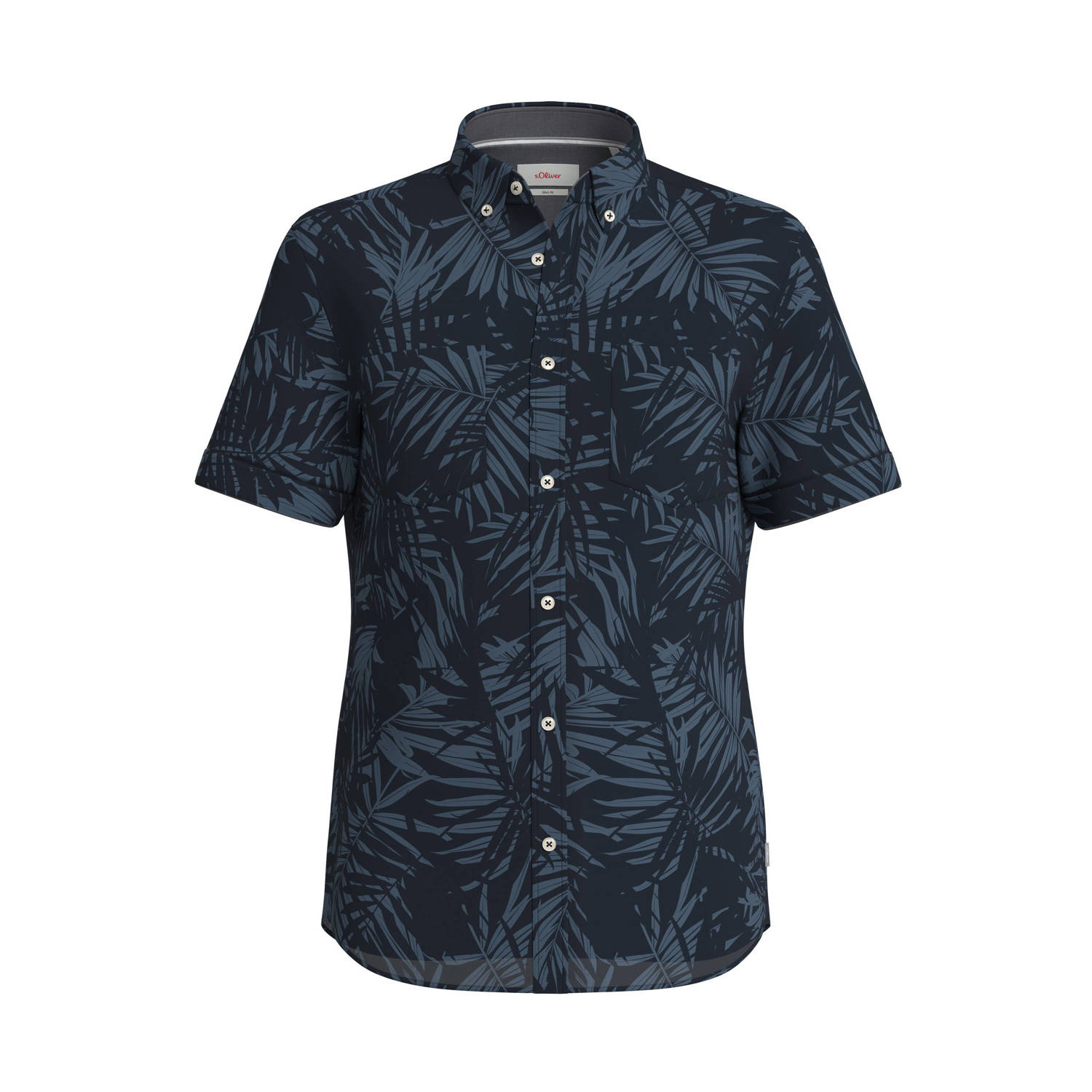 S.Oliver regular fit overhemd met all over print marine