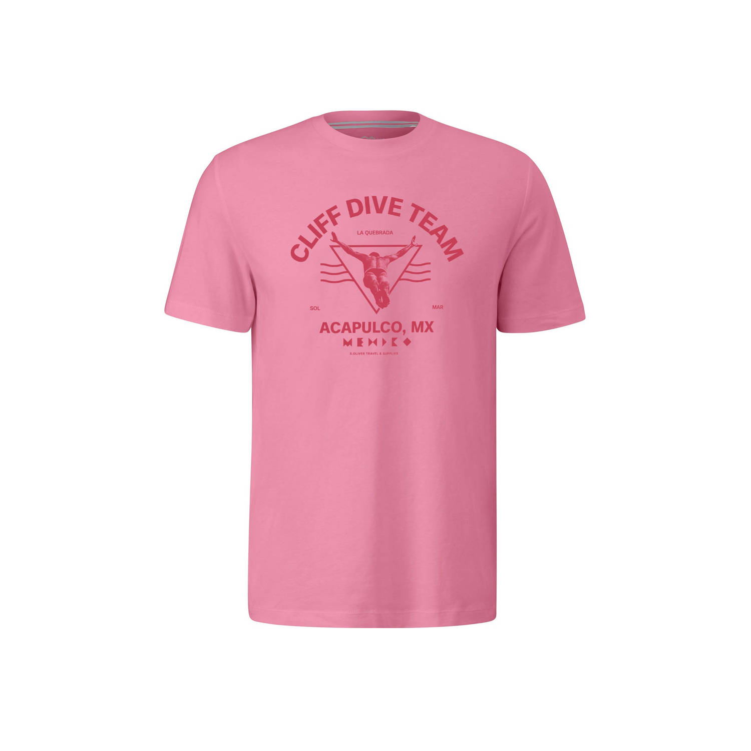 S.Oliver regular fit T-shirt met printopdruk roze