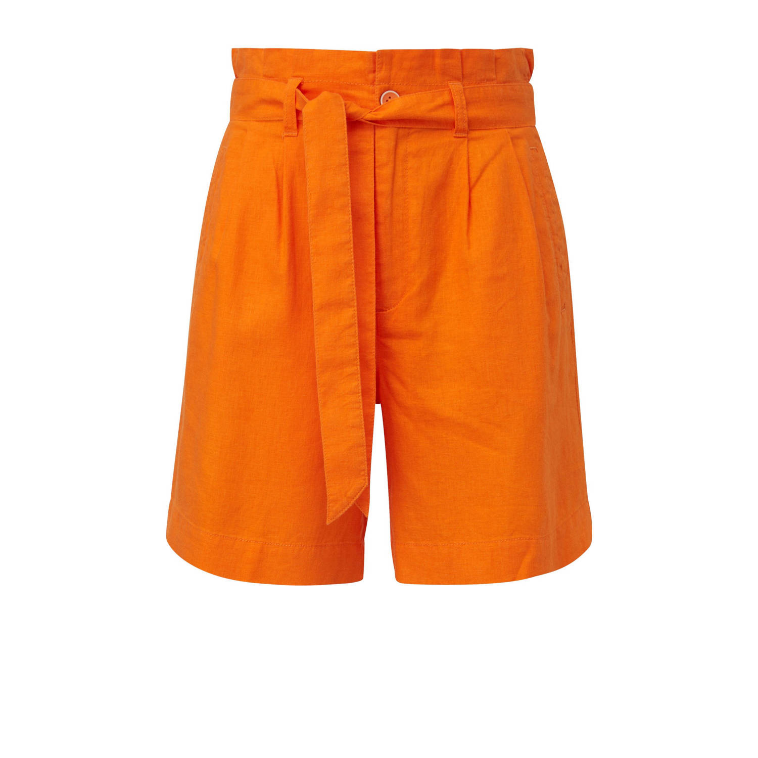 s.Oliver high waist straight fit short oranje