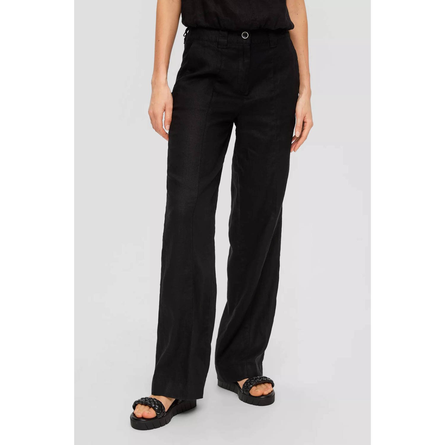 s.Oliver high waist straight fit pantalon zwart