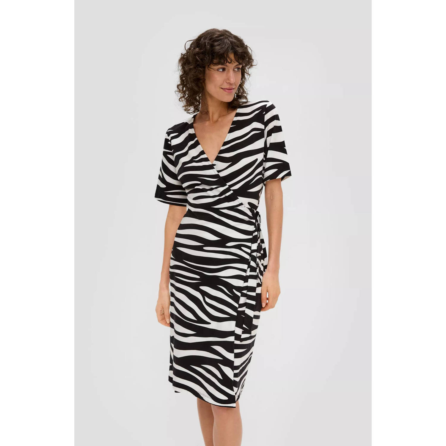 s.Oliver jurk met zebraprint zwart wit