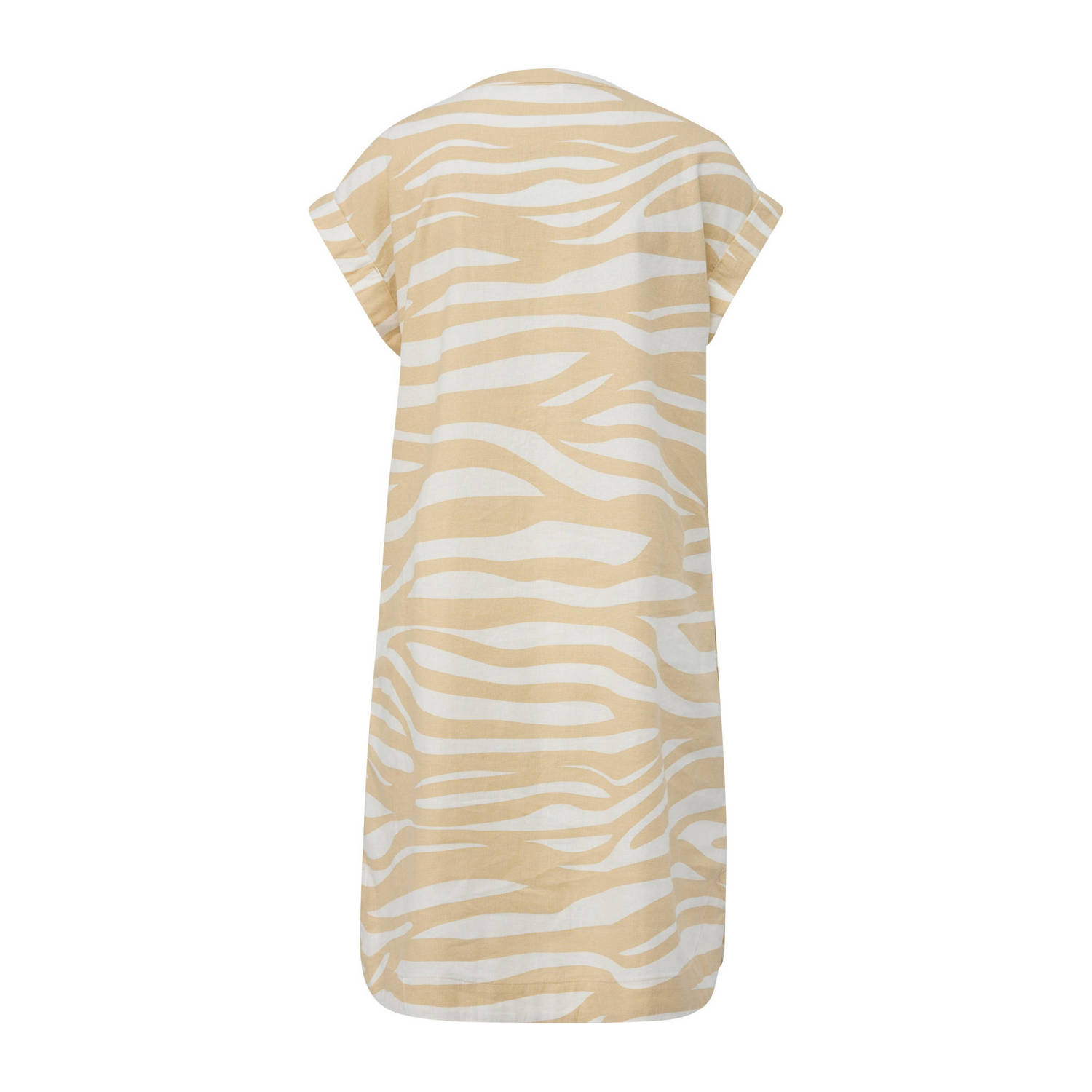 s.Oliver jurk met linnen en zebraprint beige wit