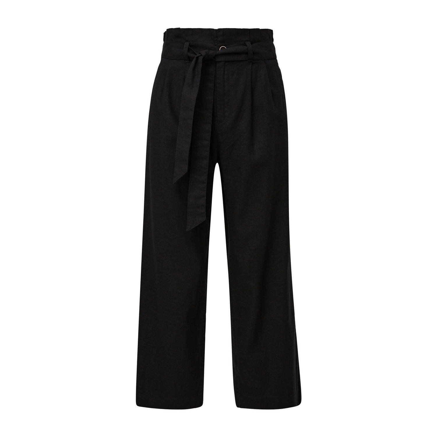 s.Oliver high waist wide leg broek zwart